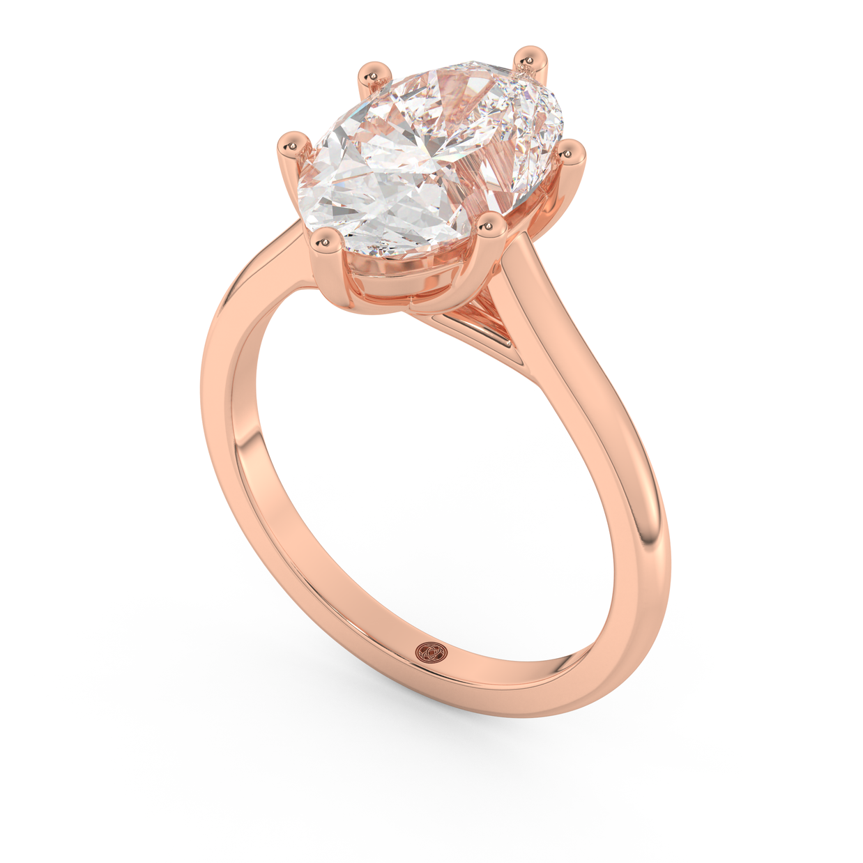 Rose gold - Central diamond 3.0 ct - view 1