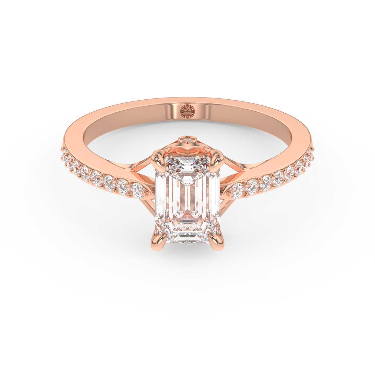 Rose gold - Central diamond 1.0 ct - view 2