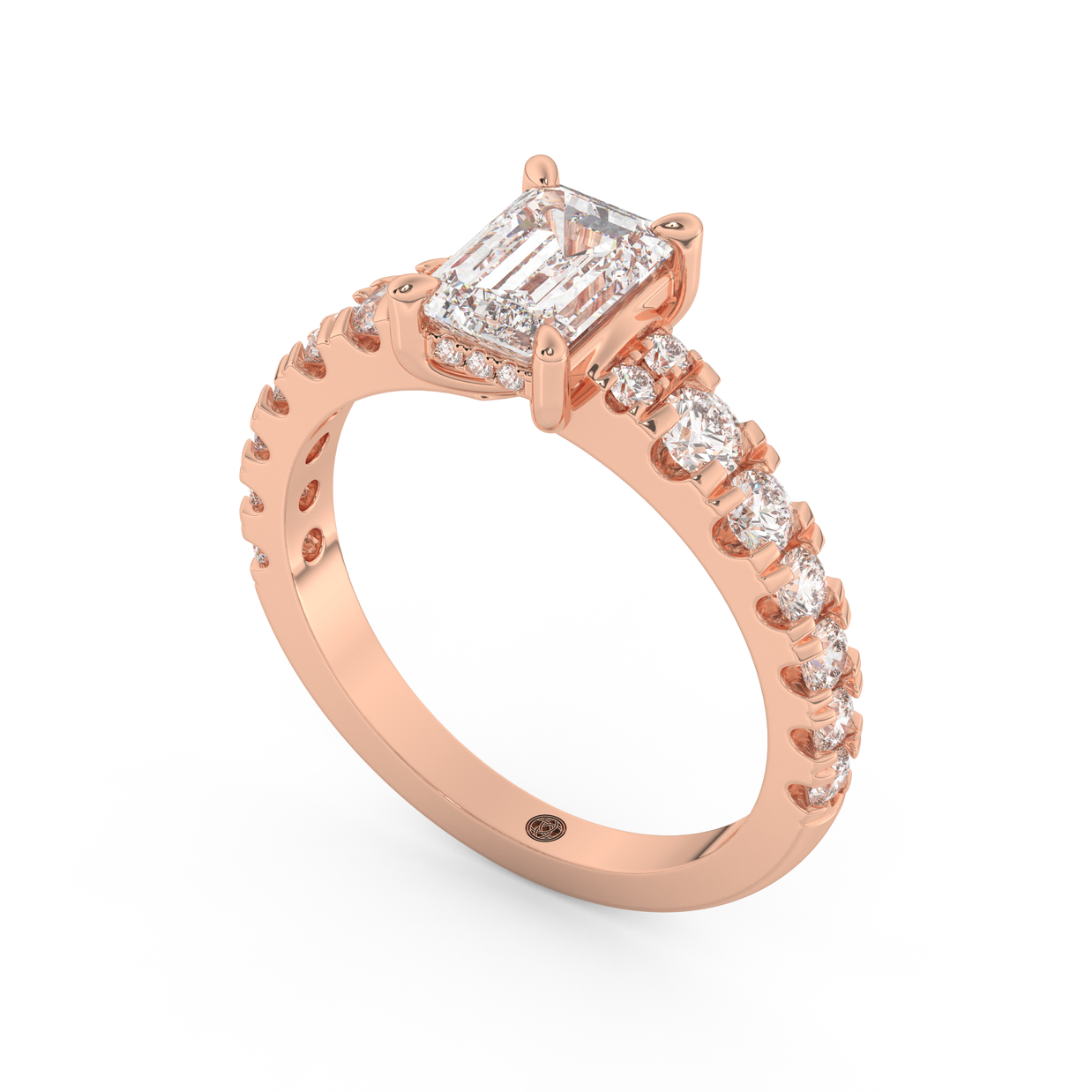 Rose gold - Central diamond 1.0 ct - view 1