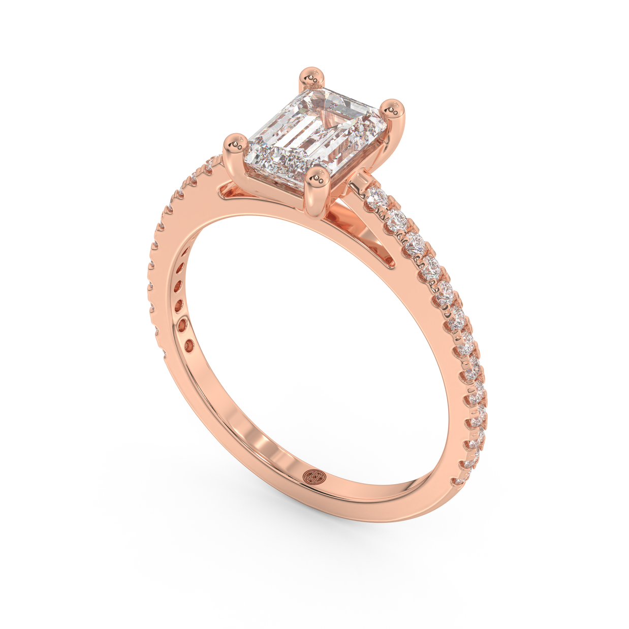 Rose gold - Central diamond 1.0 ct - view 1