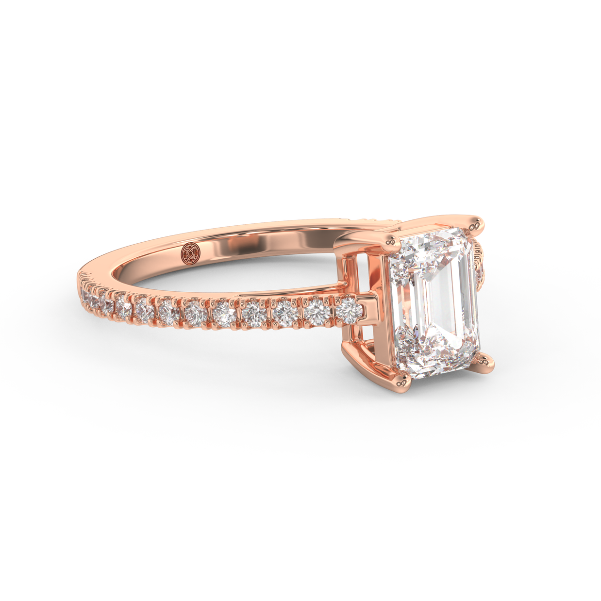 Rose gold - Central diamond 1.0 ct - view 3