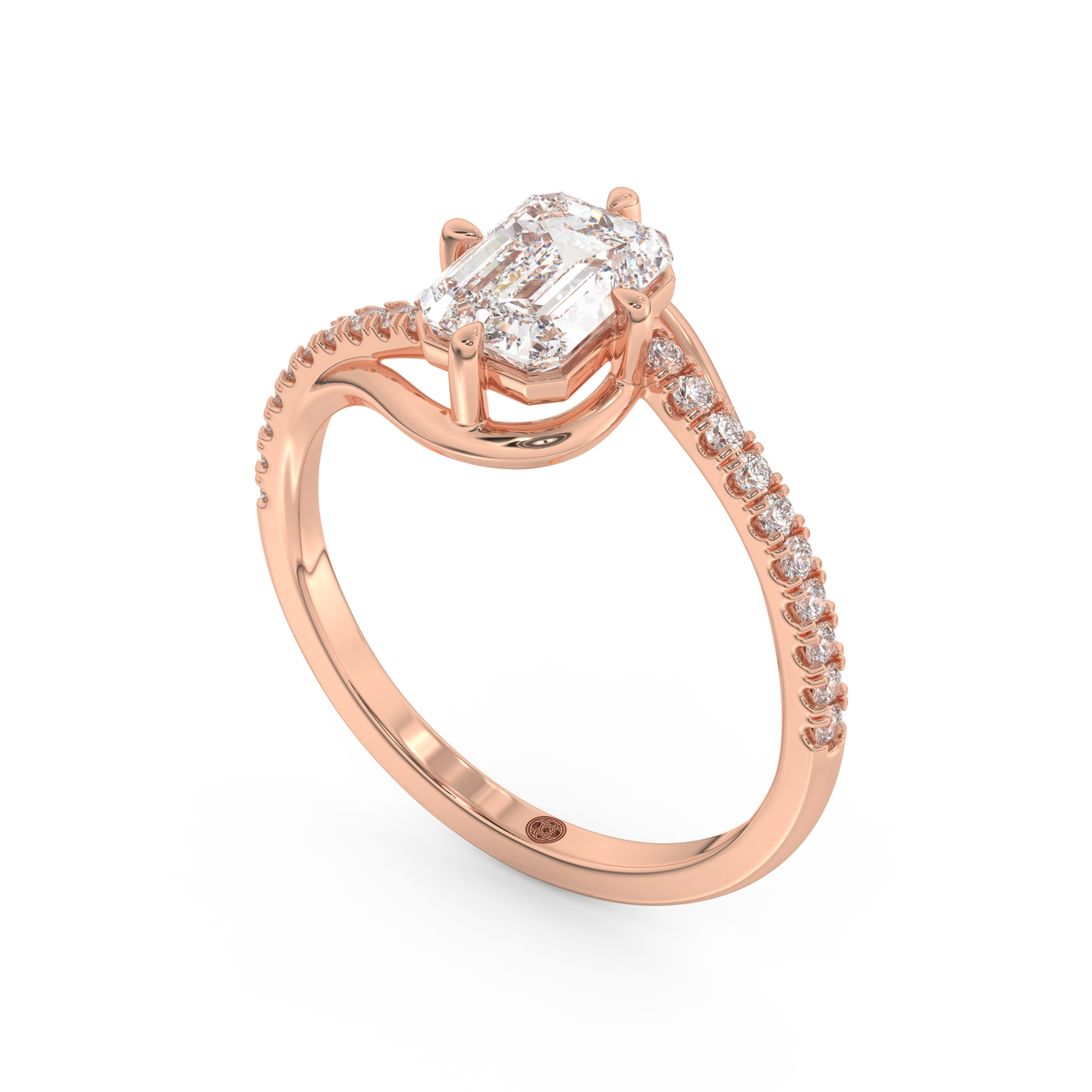 Rose gold - Central diamond 1.0 ct - view 1