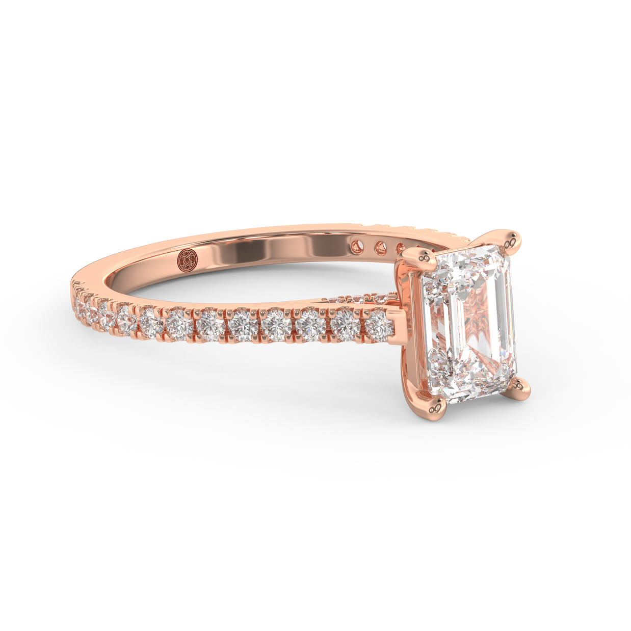 Rose gold - Central diamond 1.0 ct - view 3