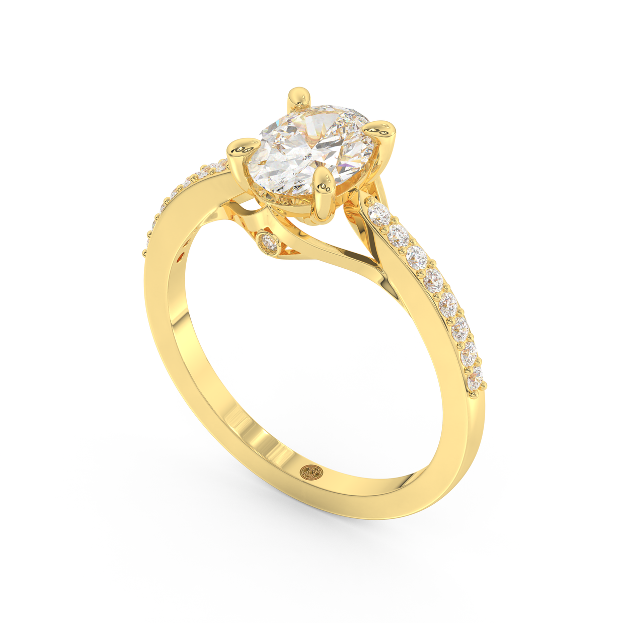 Yellow gold - Central diamond 1.0 ct - view 1