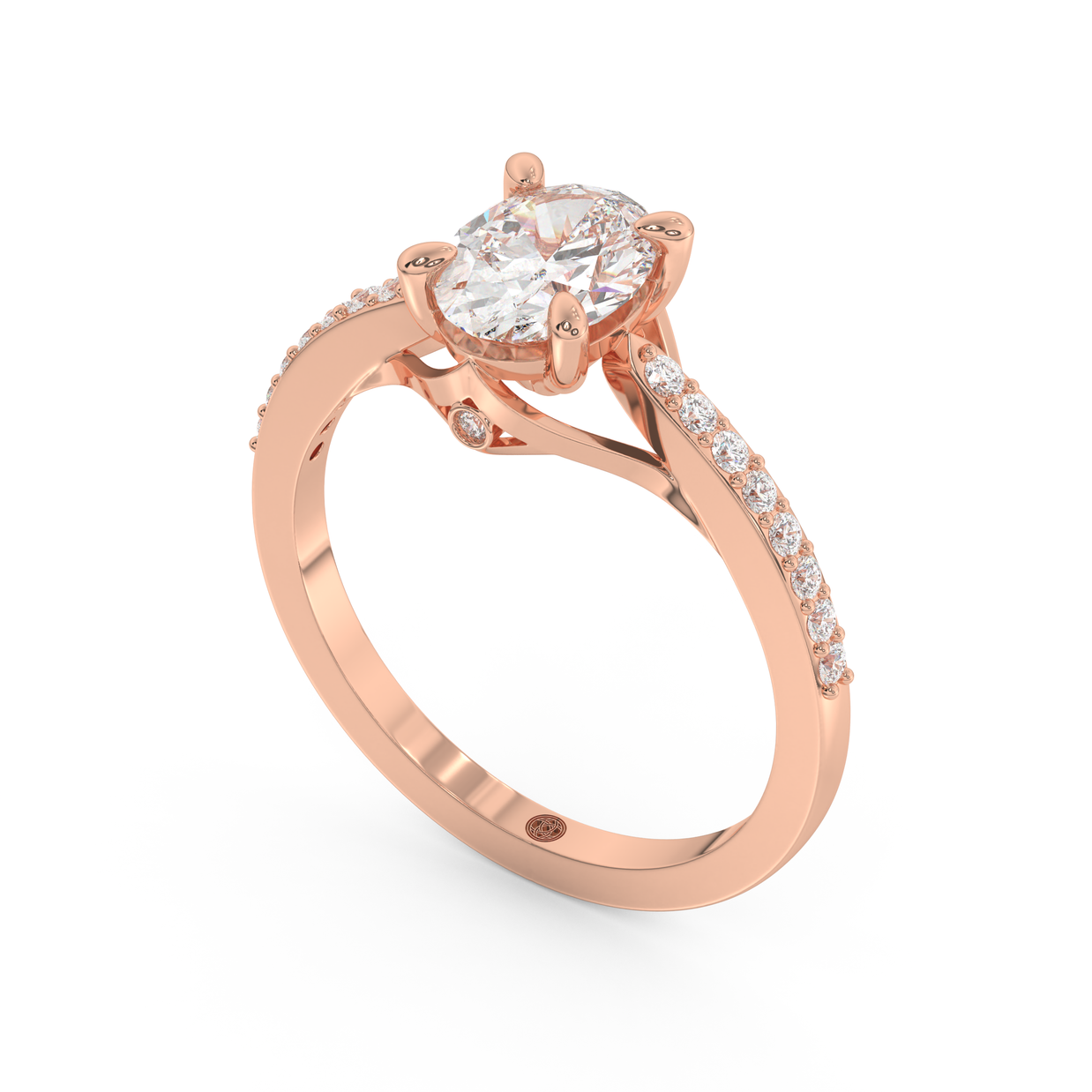 Rose gold - Central diamond 1.0 ct - view 1