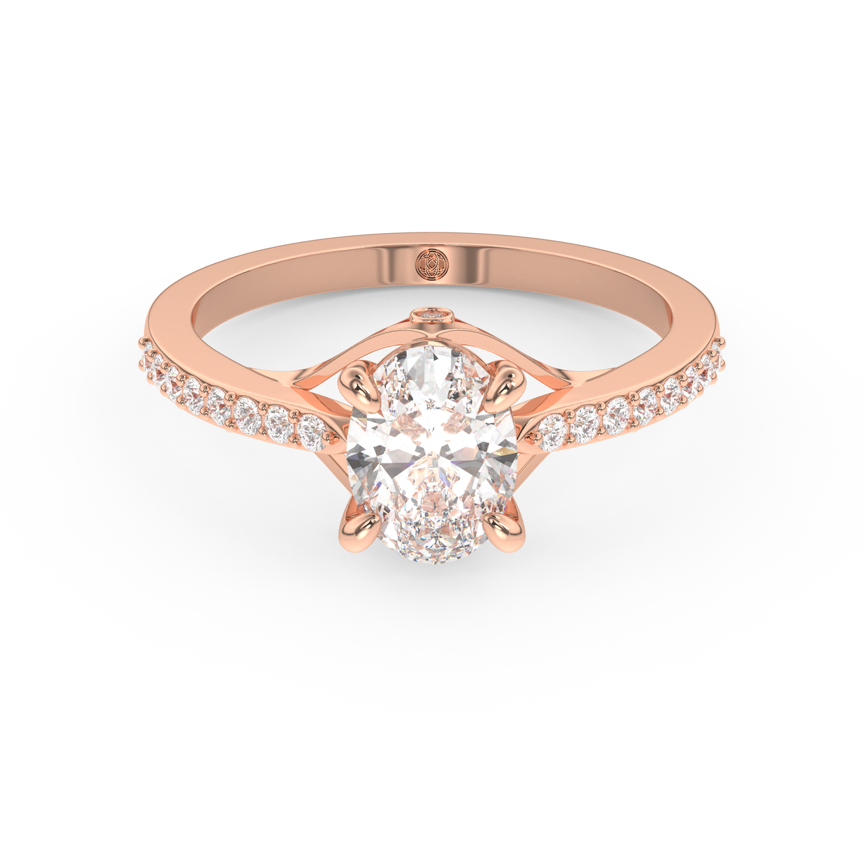 Rose gold - Central diamond 1.0 ct - view 2