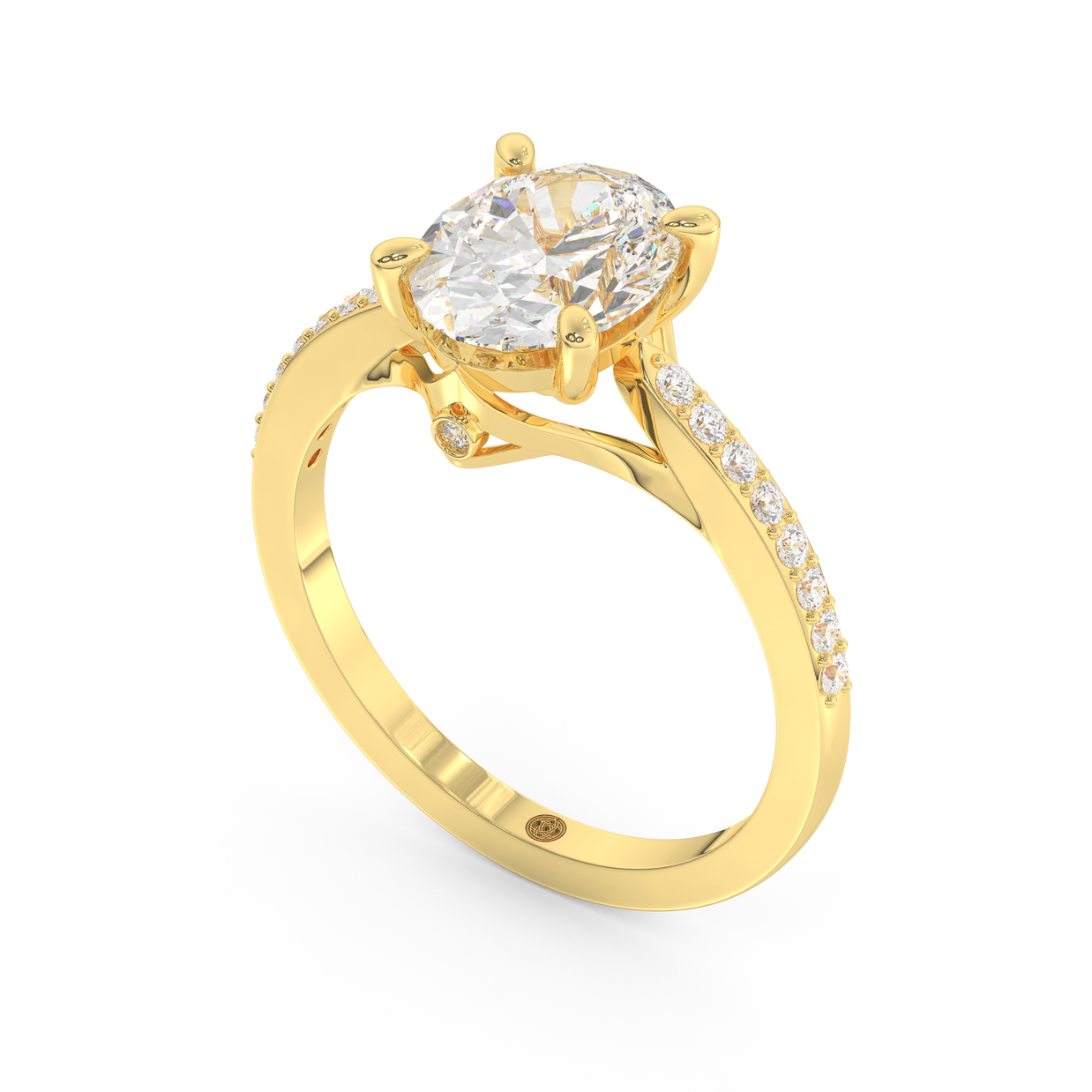 Yellow gold - Central diamond 2.0 ct - view 1