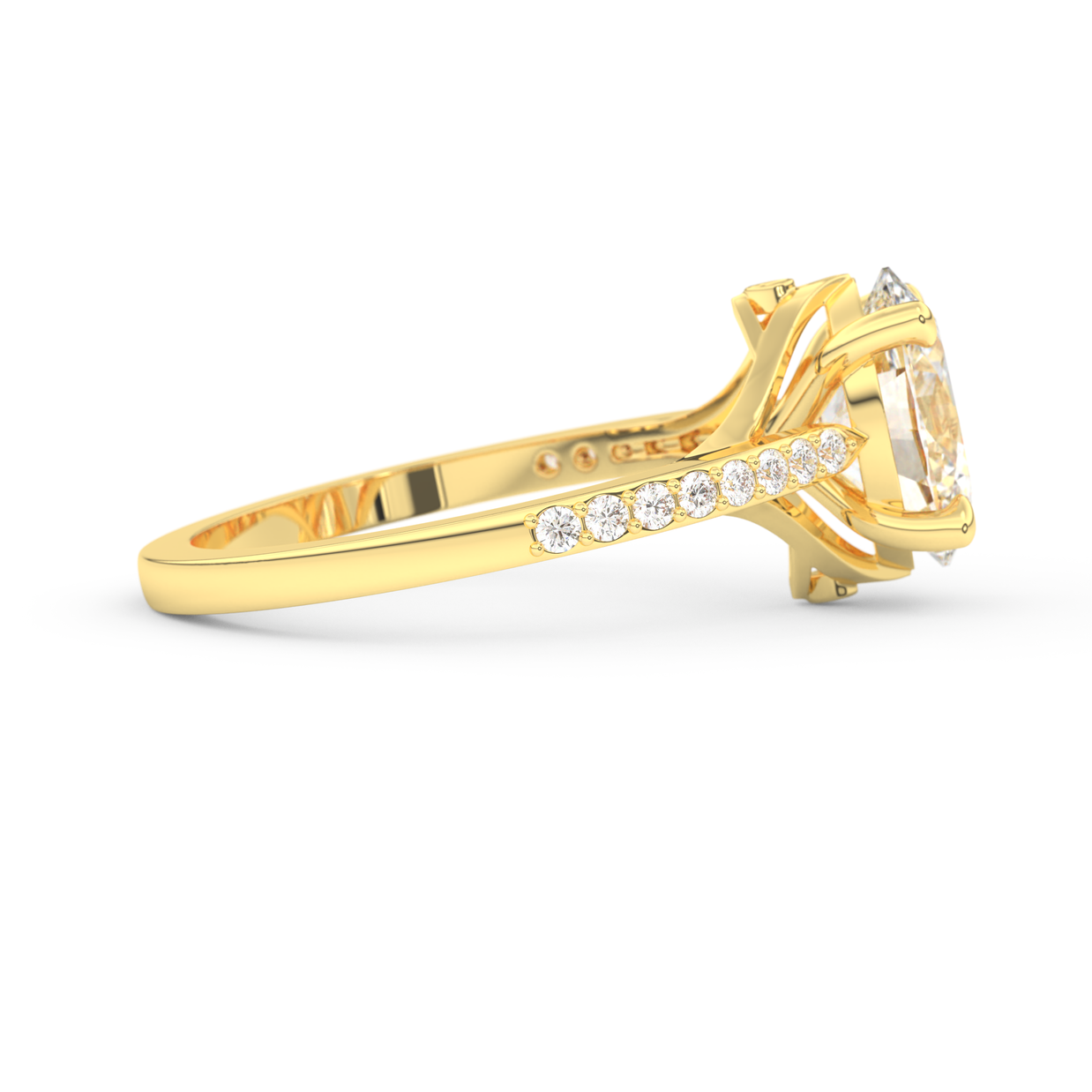 Yellow gold - Central diamond 2.0 ct - view 3