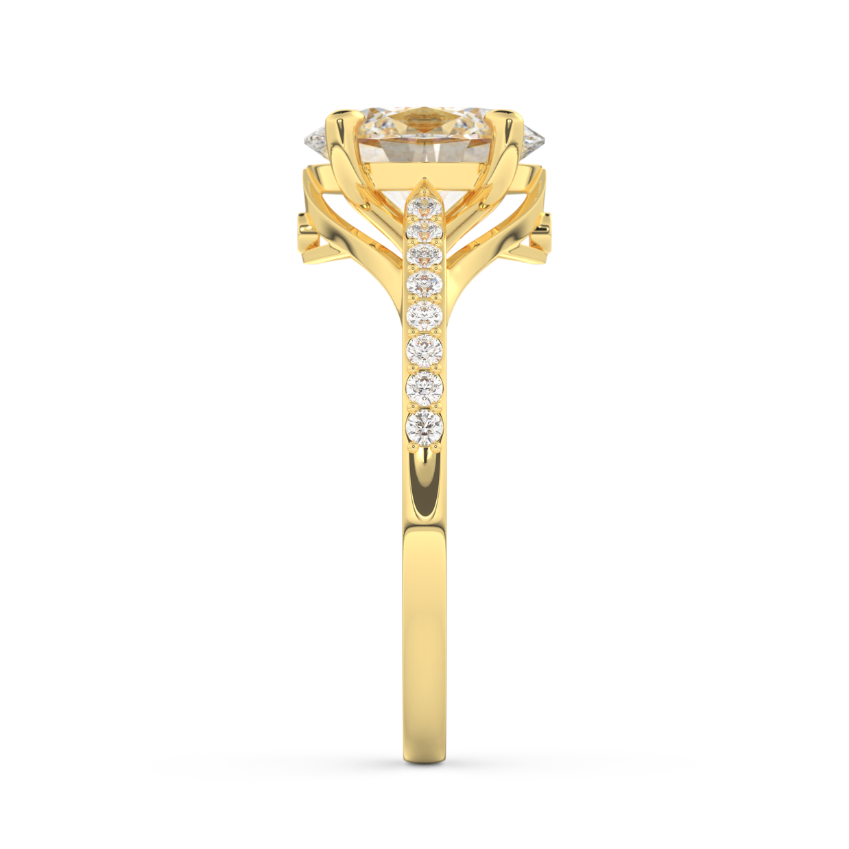 Yellow gold - Central diamond 2.0 ct - view 7