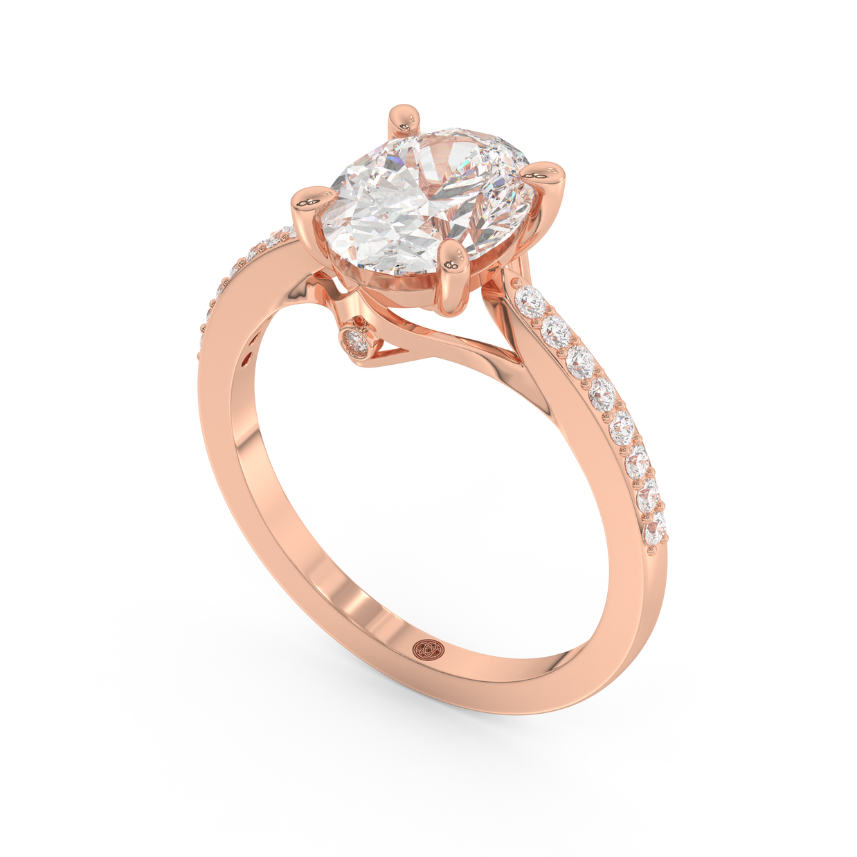 Rose gold - Central diamond 2.0 ct - view 1