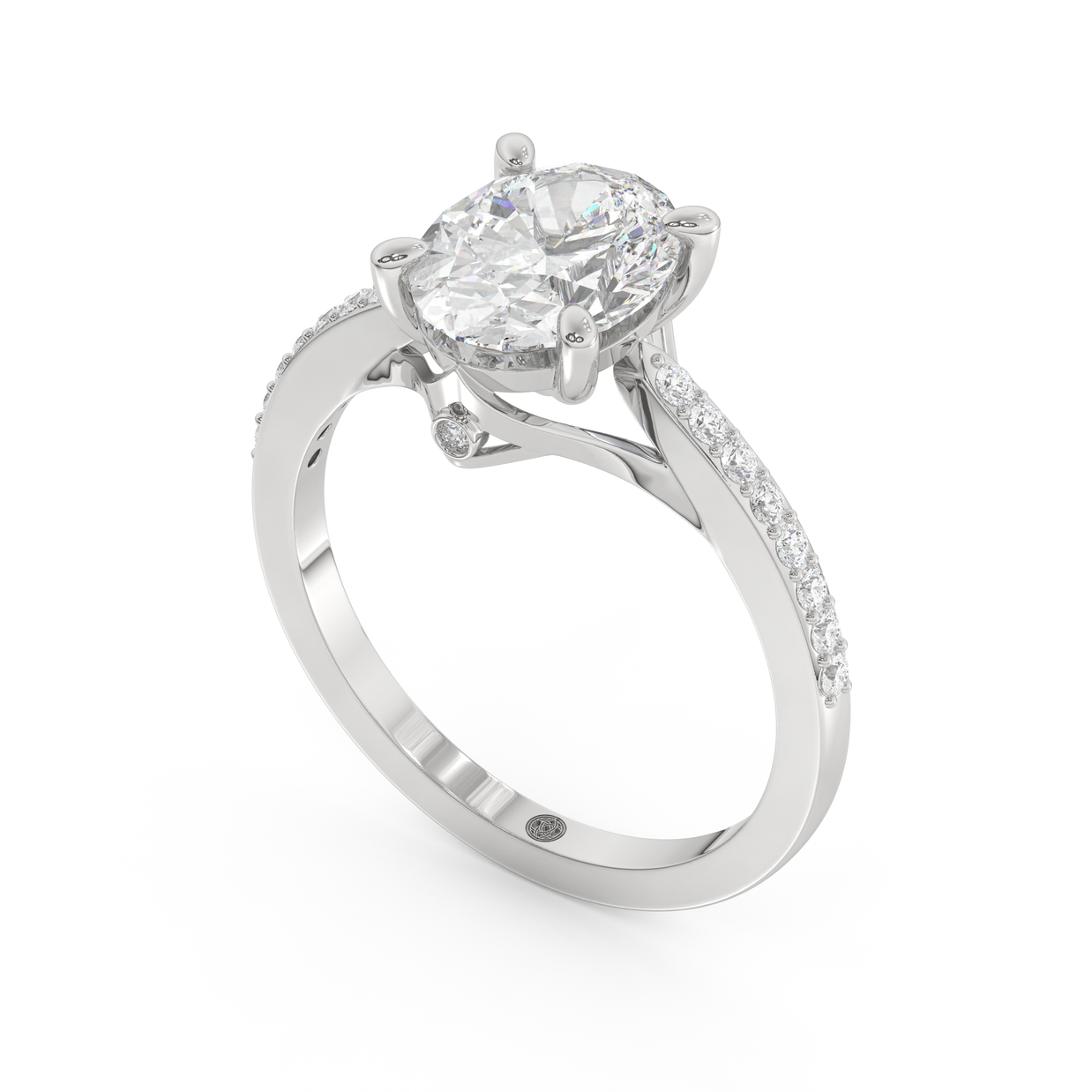 White gold - Central diamond 2.0 ct - view 1