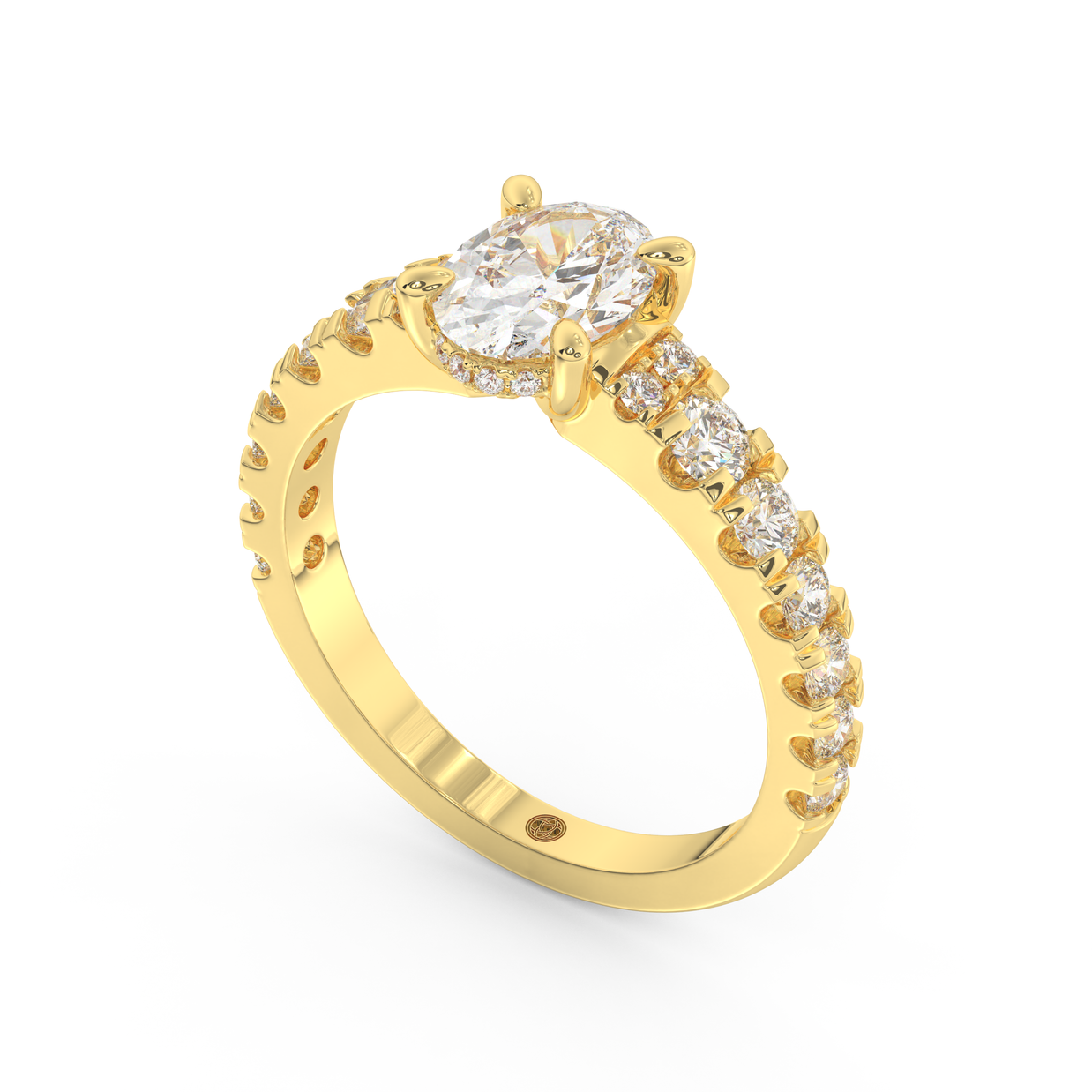 Yellow gold - Central diamond 1.0 ct - view 1