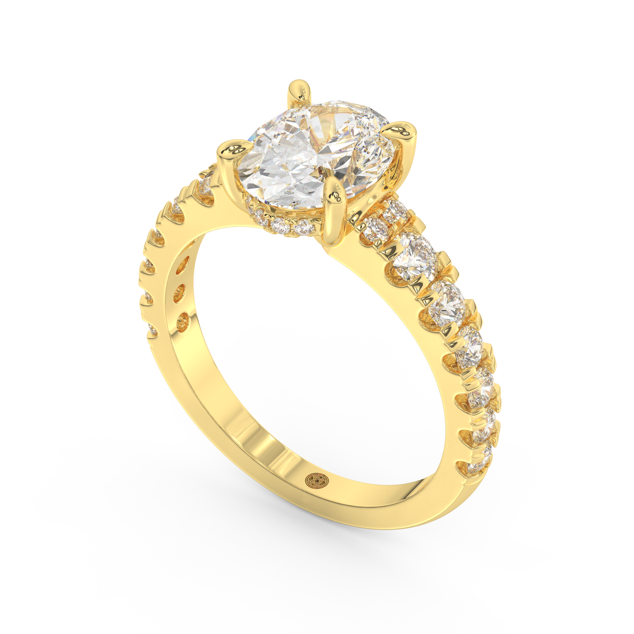 Yellow gold - Central diamond 2.0 ct - view 1