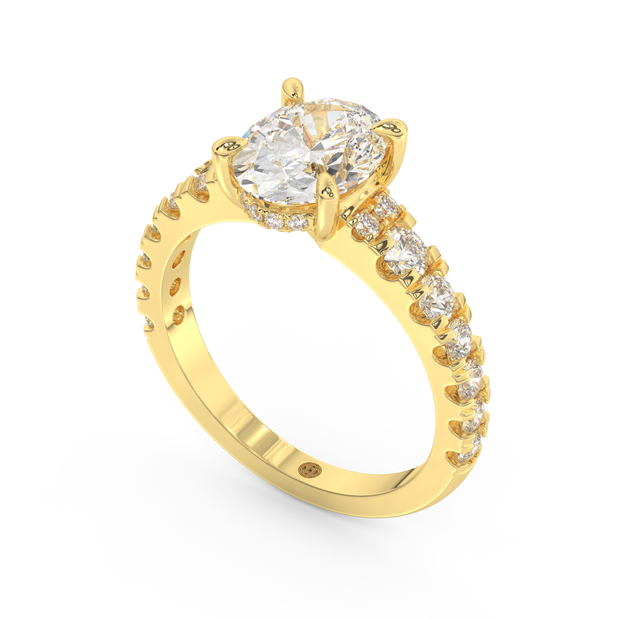 Yellow gold - Central diamond 2.0 ct - view 1