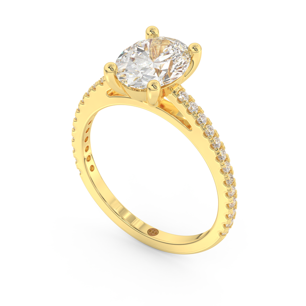 Yellow gold - Central diamond 2.0 ct - view 1