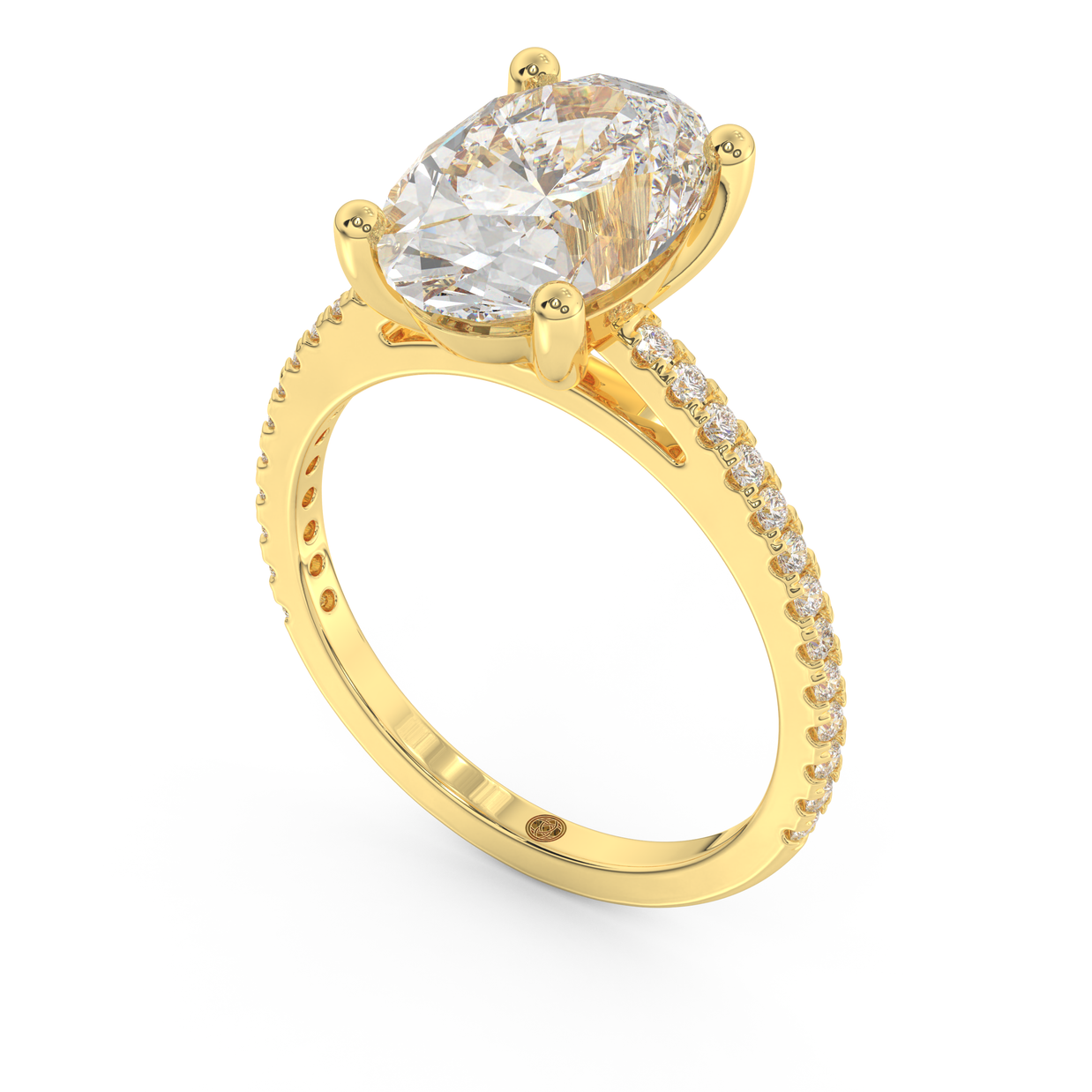 Yellow gold - Central diamond 3.0 ct - view 1