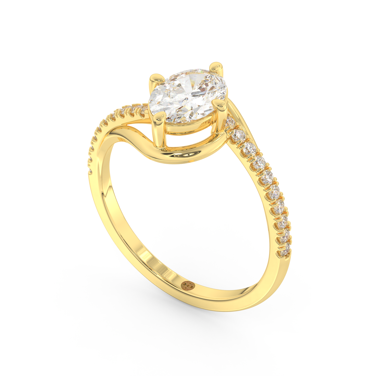Yellow gold - Central diamond 1.0 ct - view 1