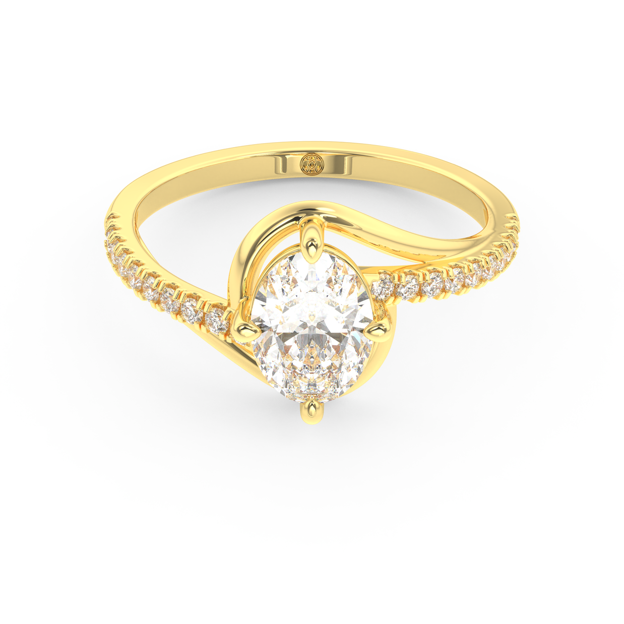 Yellow gold - Central diamond 1.0 ct - view 2