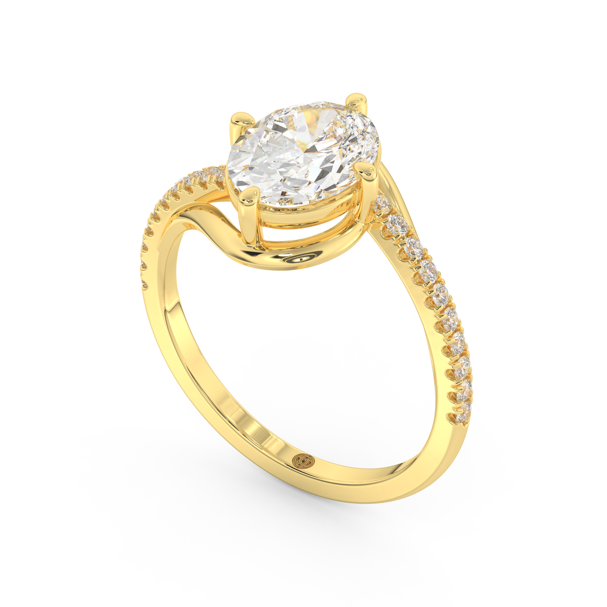 Yellow gold - Central diamond 2.0 ct - view 1