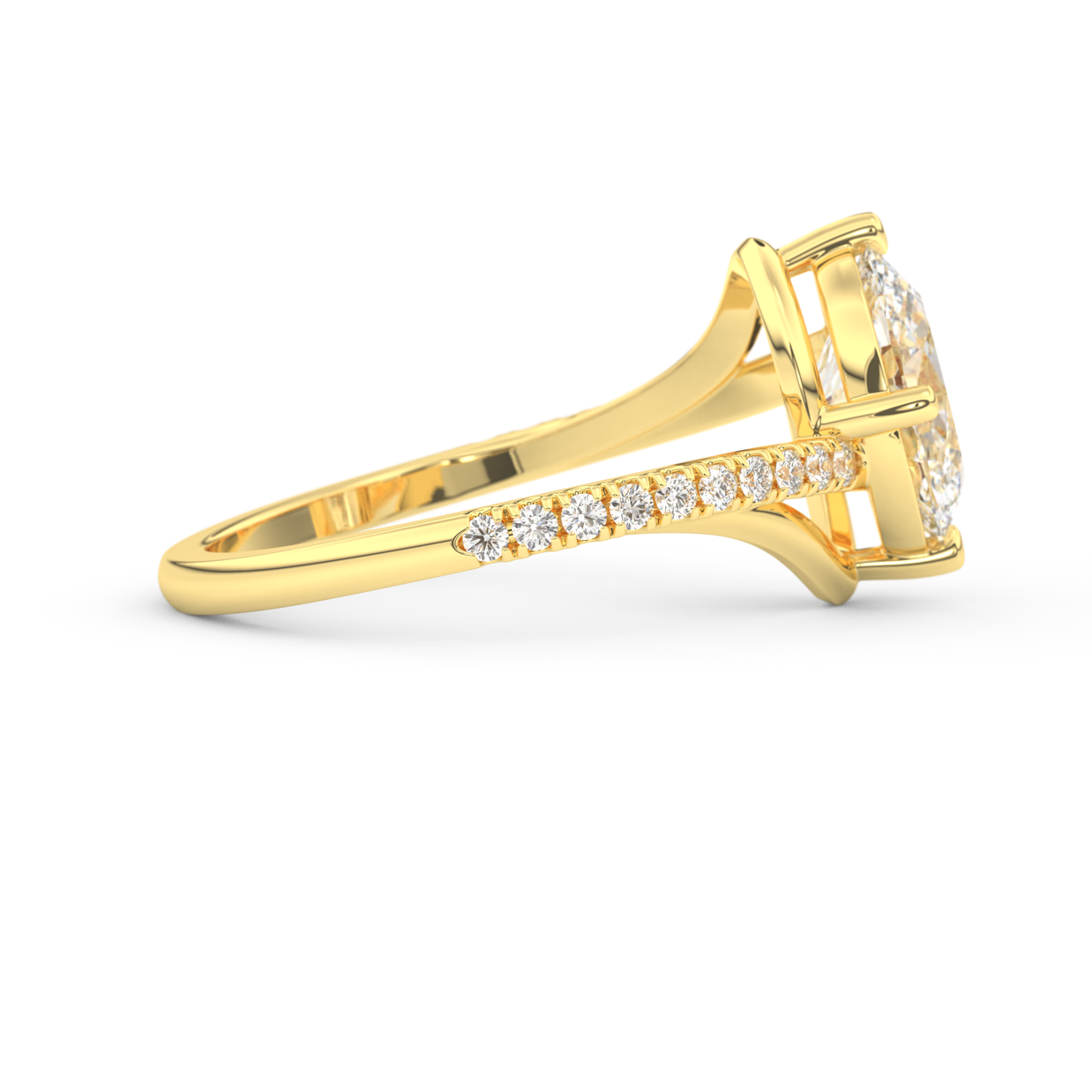 Yellow gold - Central diamond 2.0 ct - view 3