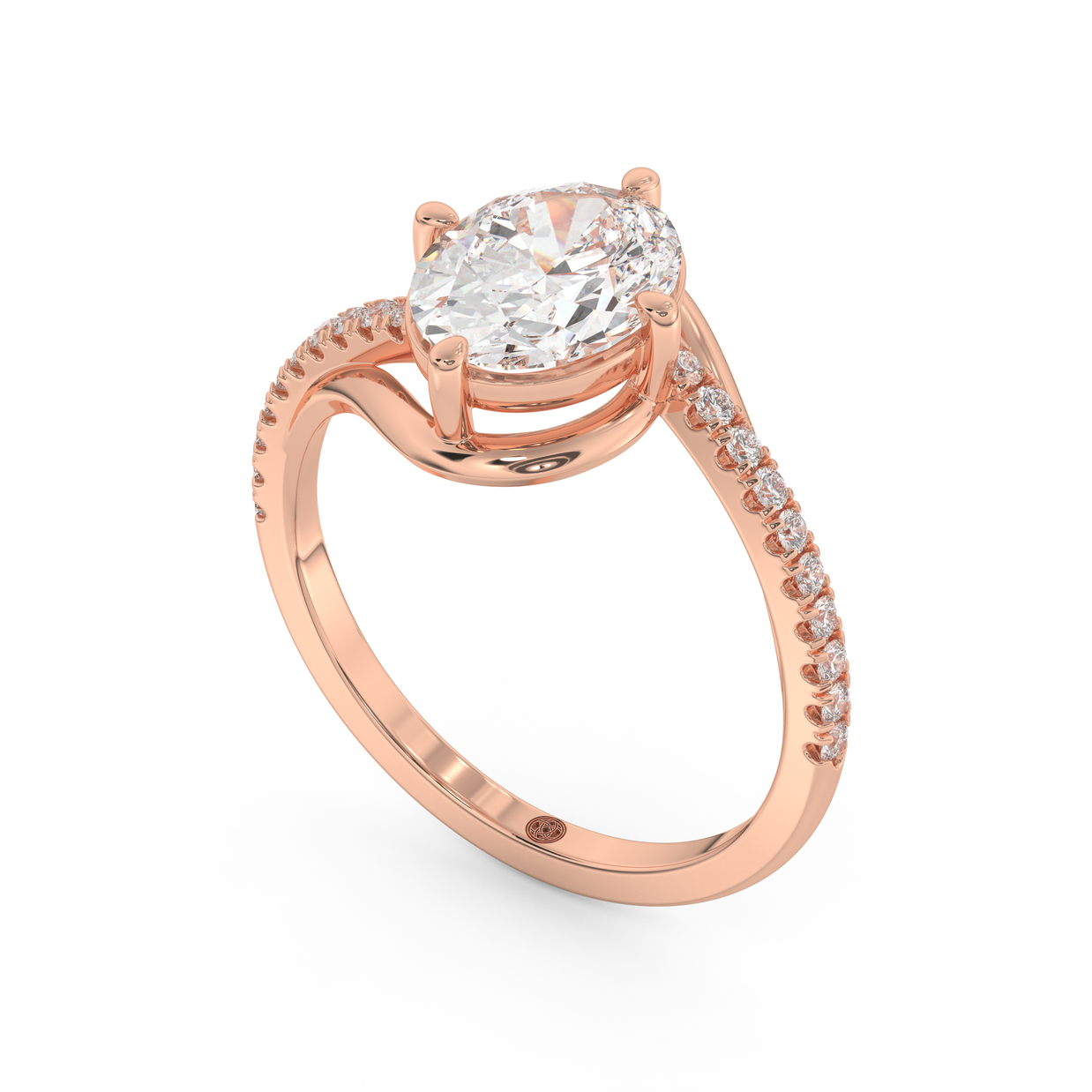 Rose gold - Central diamond 2.0 ct - view 1