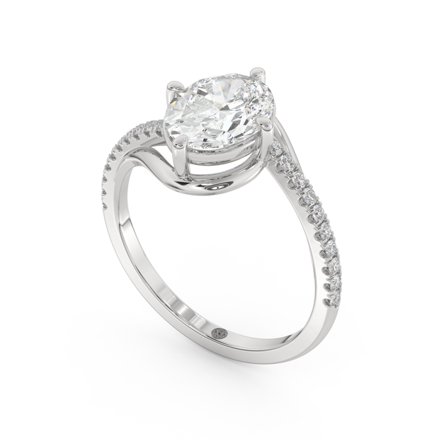 White gold - Central diamond 2.0 ct - view 1
