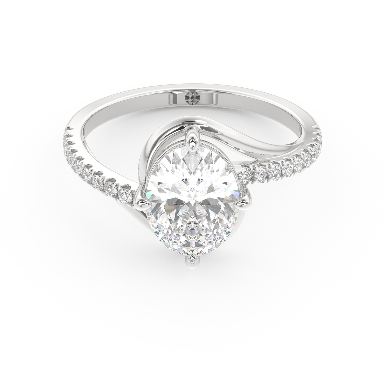 White gold - Central diamond 2.0 ct - view 2