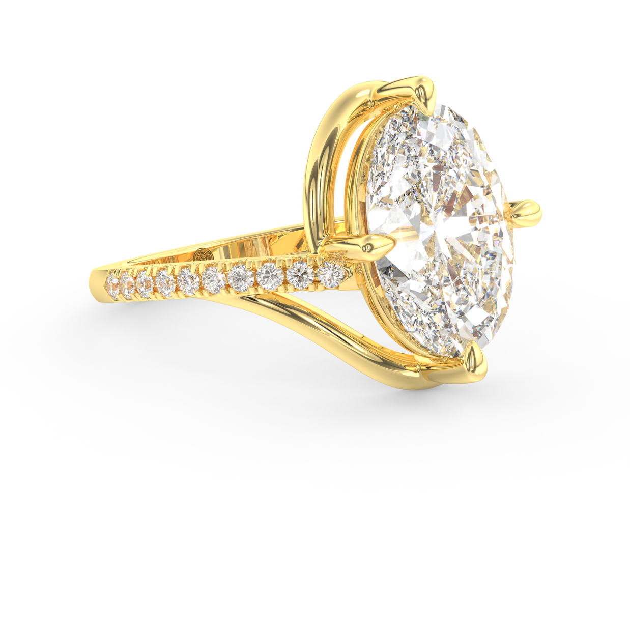 Yellow gold - Central diamond 3.0 ct - view 3
