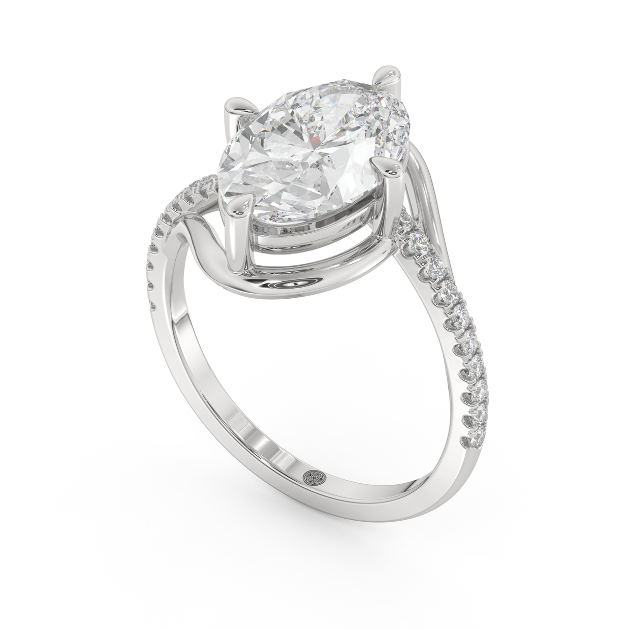 White gold - Central diamond 3.0 ct - view 1