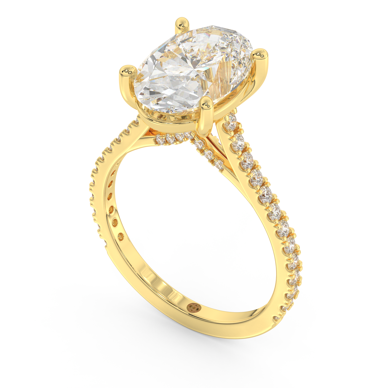 Yellow gold - Central diamond 3.0 ct - view 1