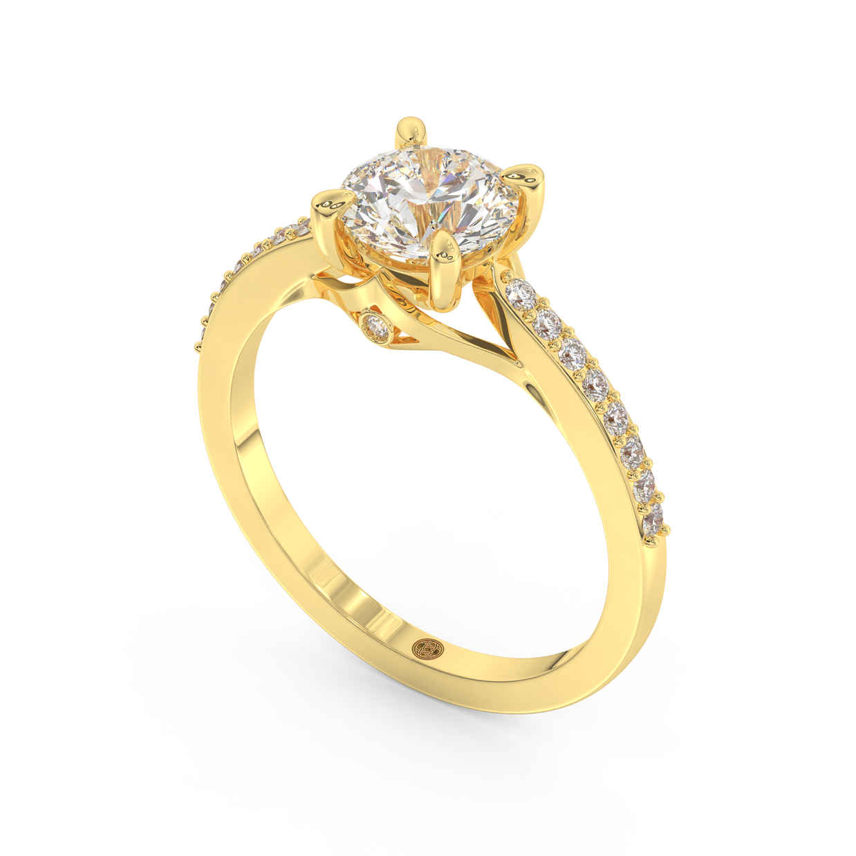 Yellow gold - Central diamond 1.0 ct - view 1