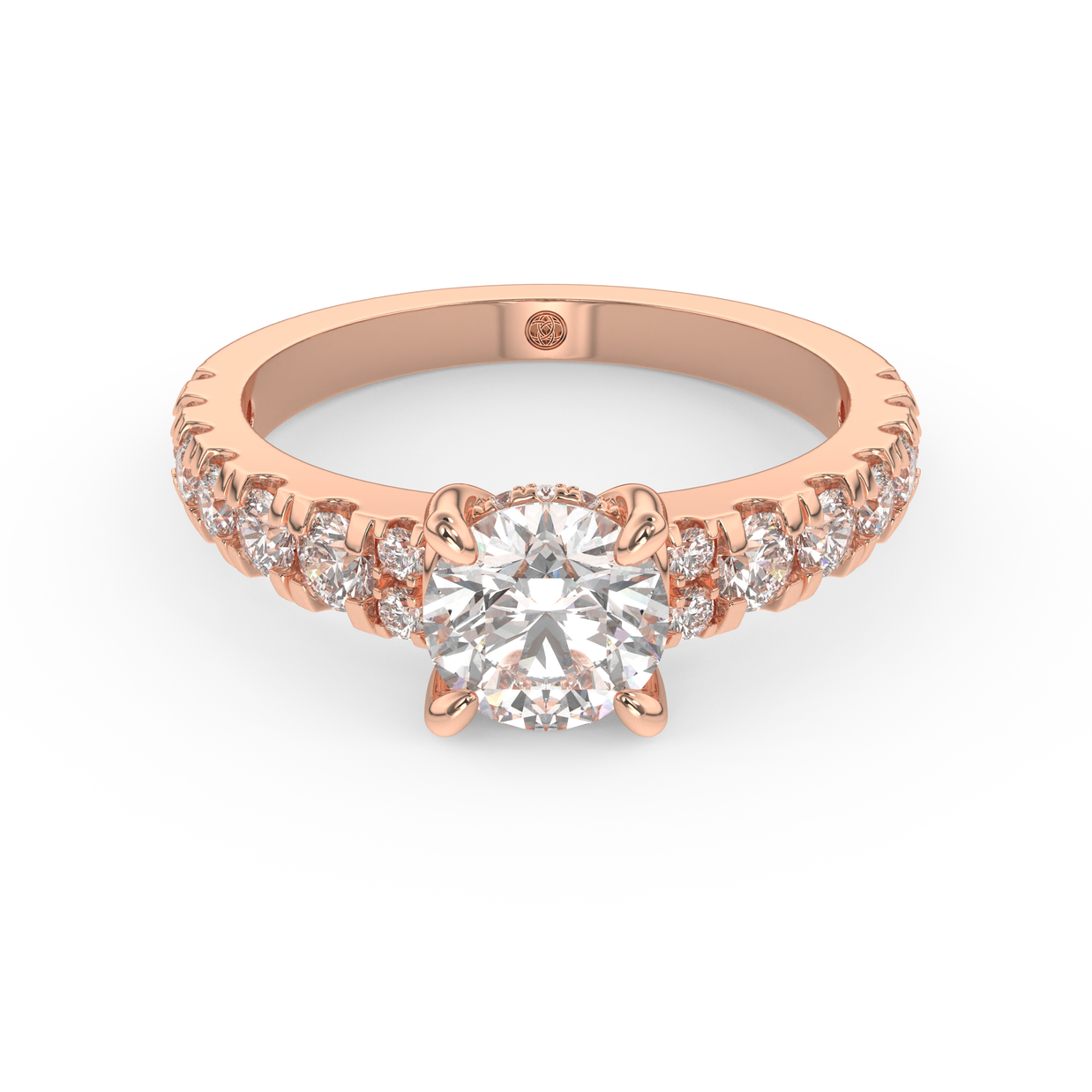 Rose gold - Central diamond 1.0 ct - view 2