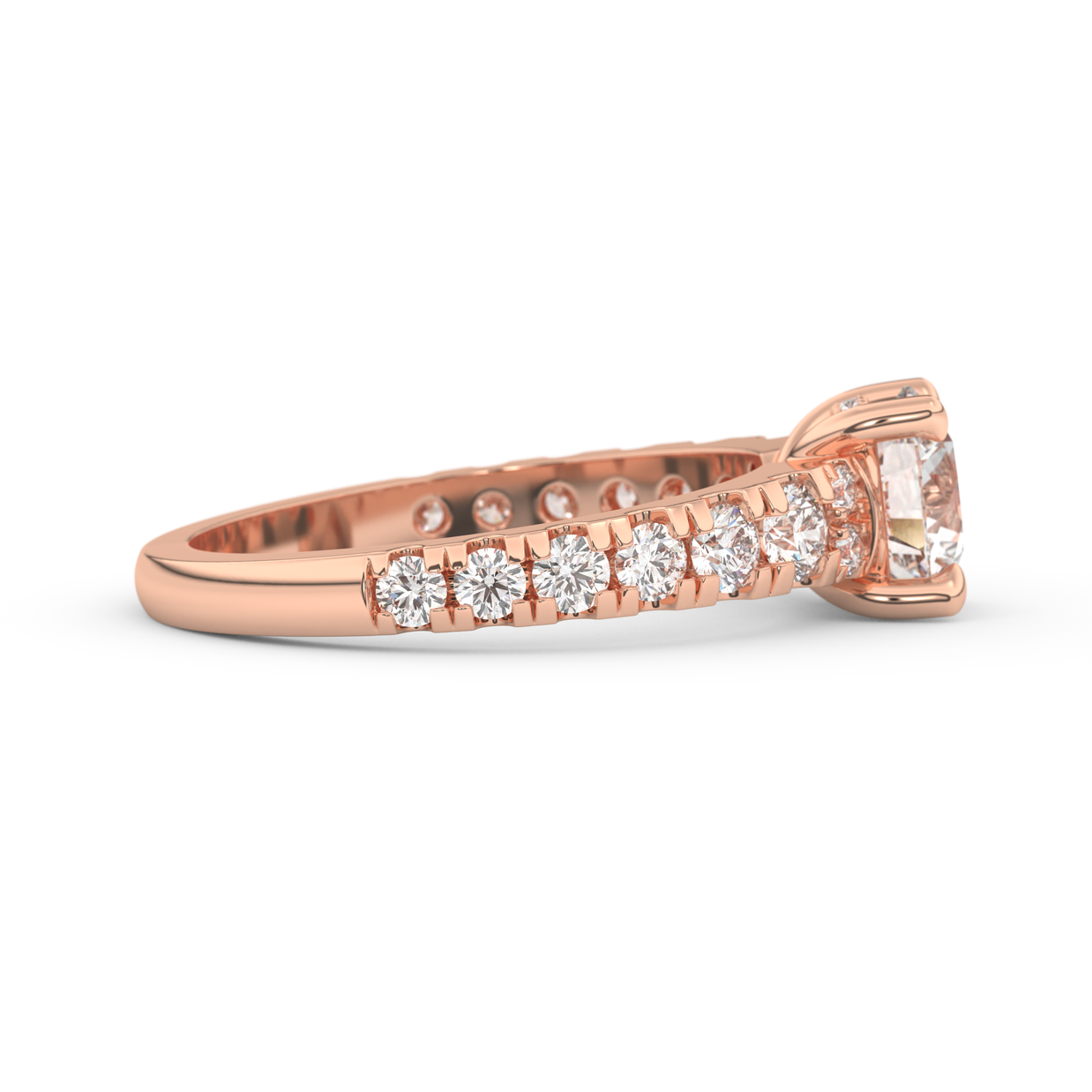 Rose gold - Central diamond 1.0 ct - view 3
