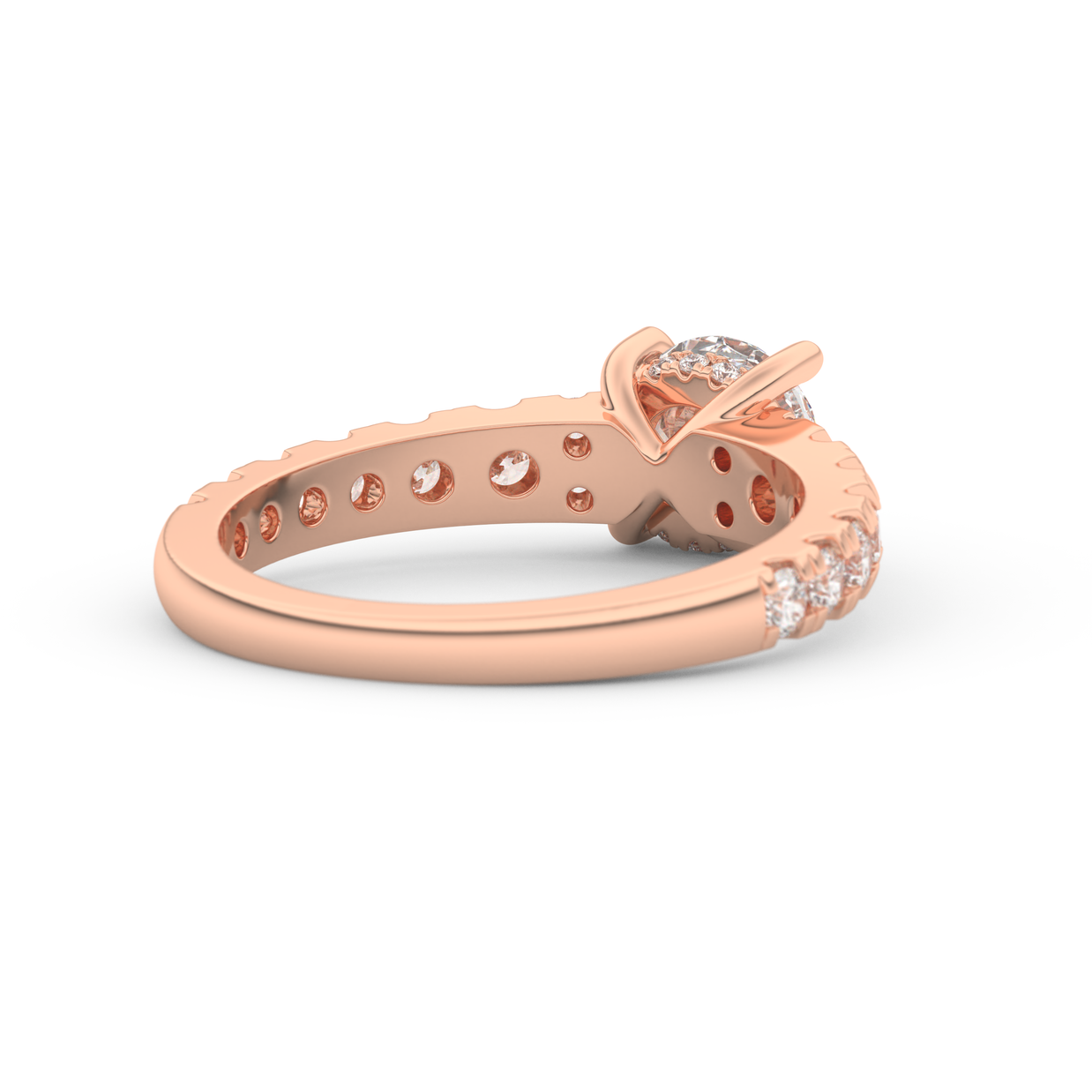 Rose gold - Central diamond 1.0 ct - view 4