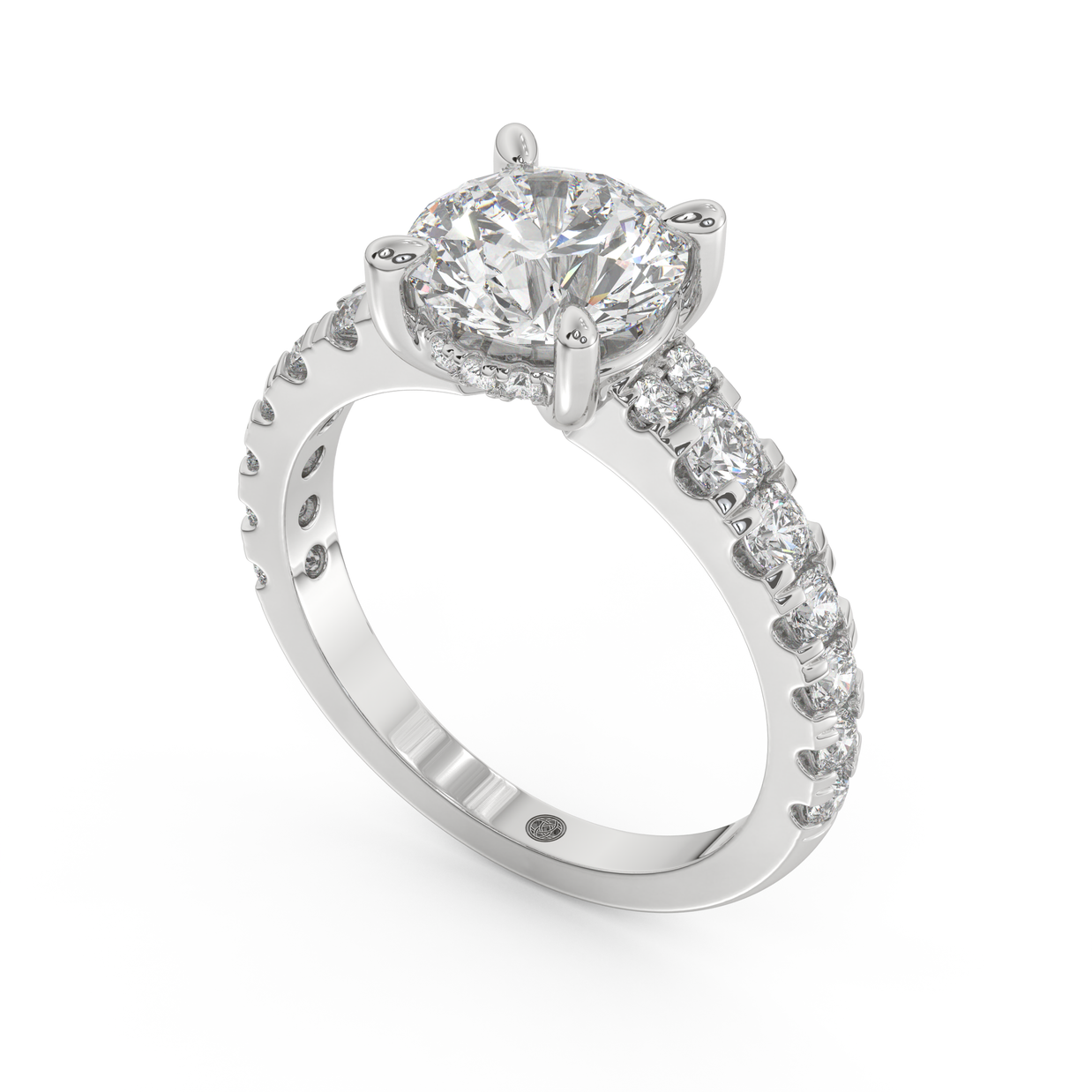 White gold - Central diamond 2.0 ct - view 1