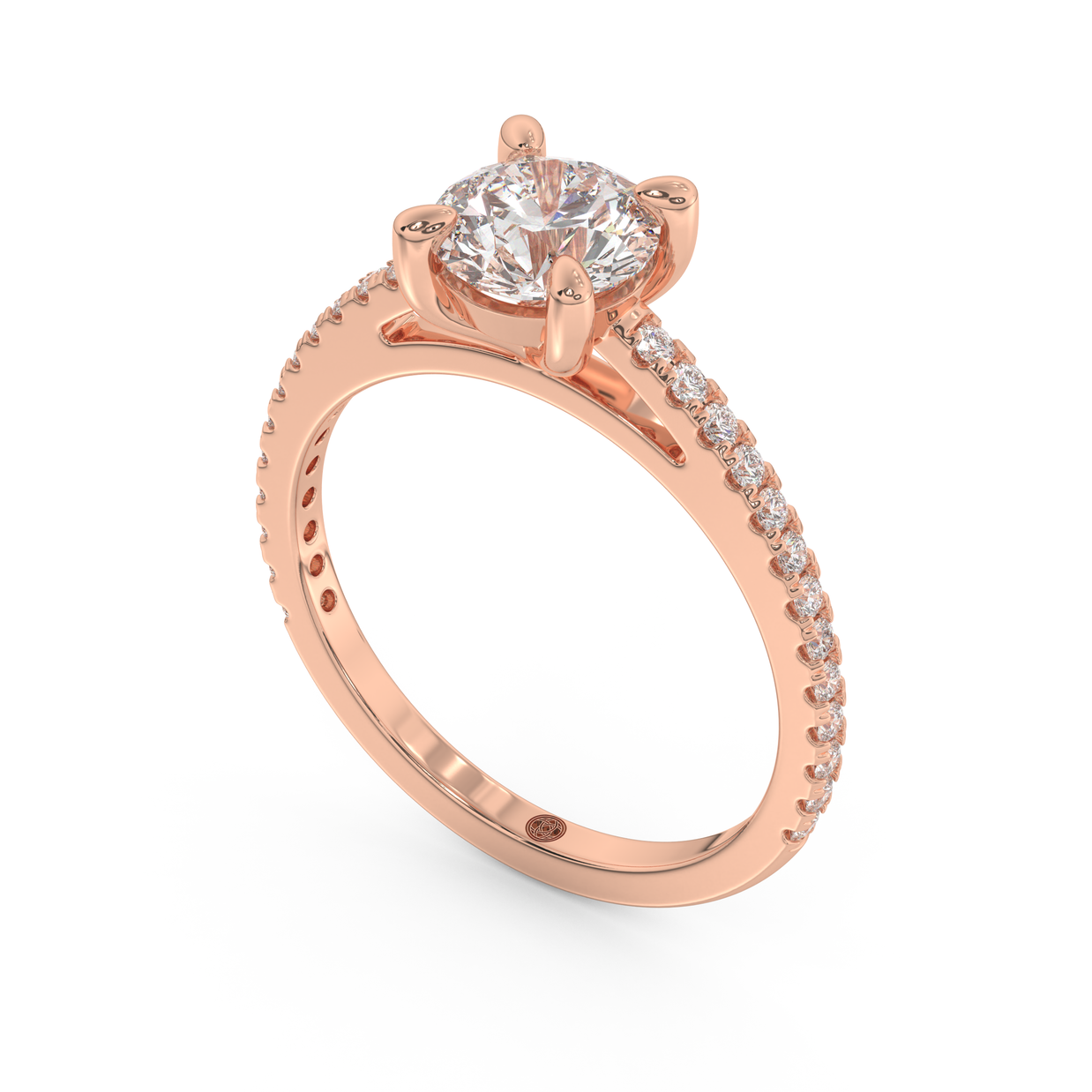 Rose gold - Central diamond 1.0 ct - view 1