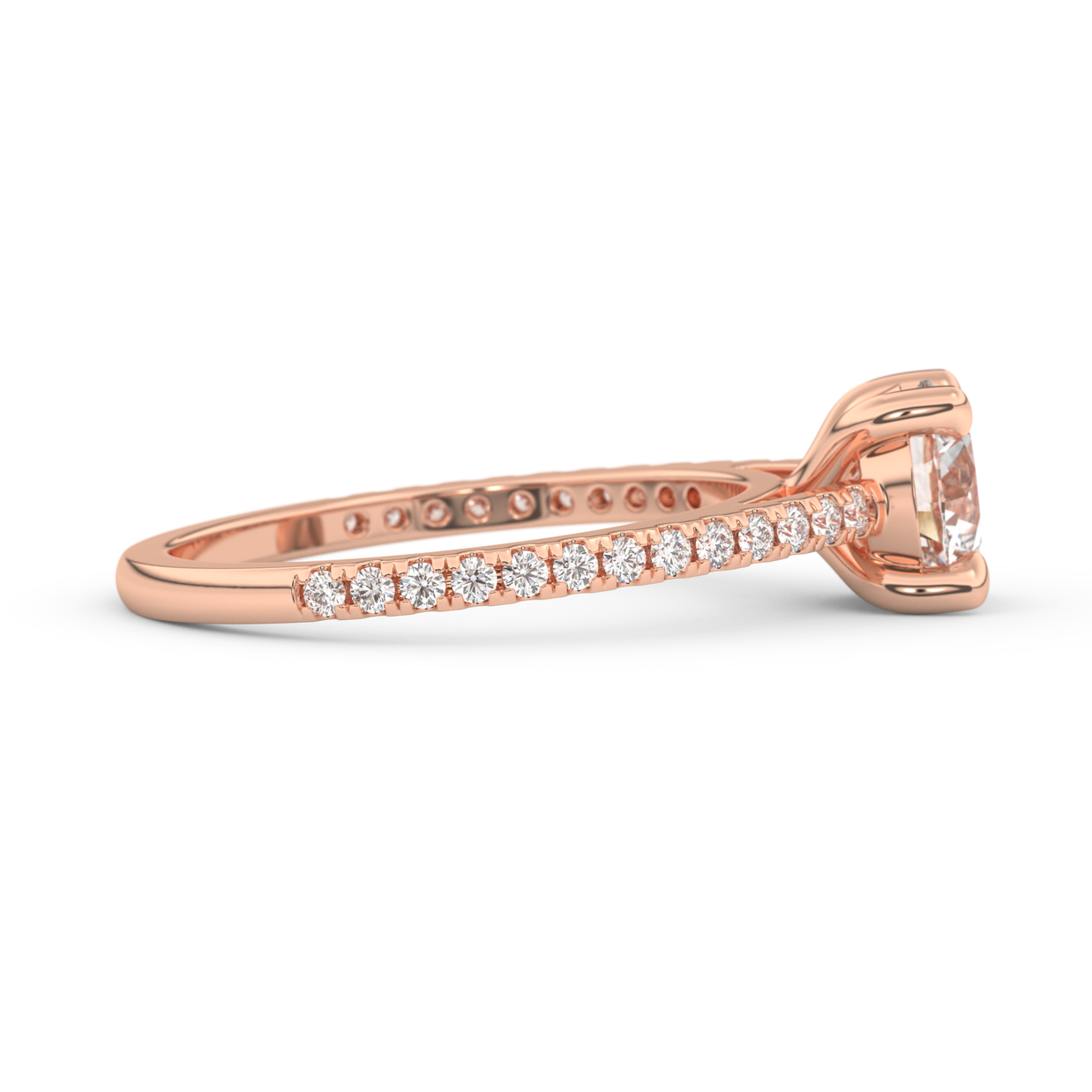 Rose gold - Central diamond 1.0 ct - view 3