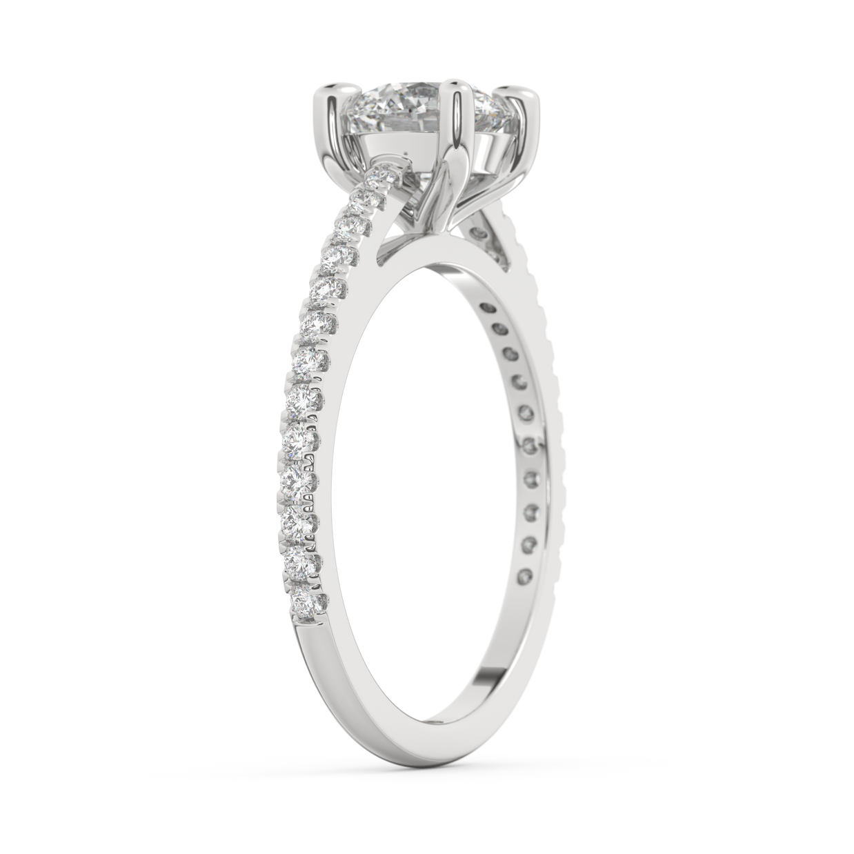 White gold - Central diamond 1.0 ct - view 5