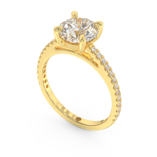 Yellow gold - Central diamond 2.0 ct - view 1