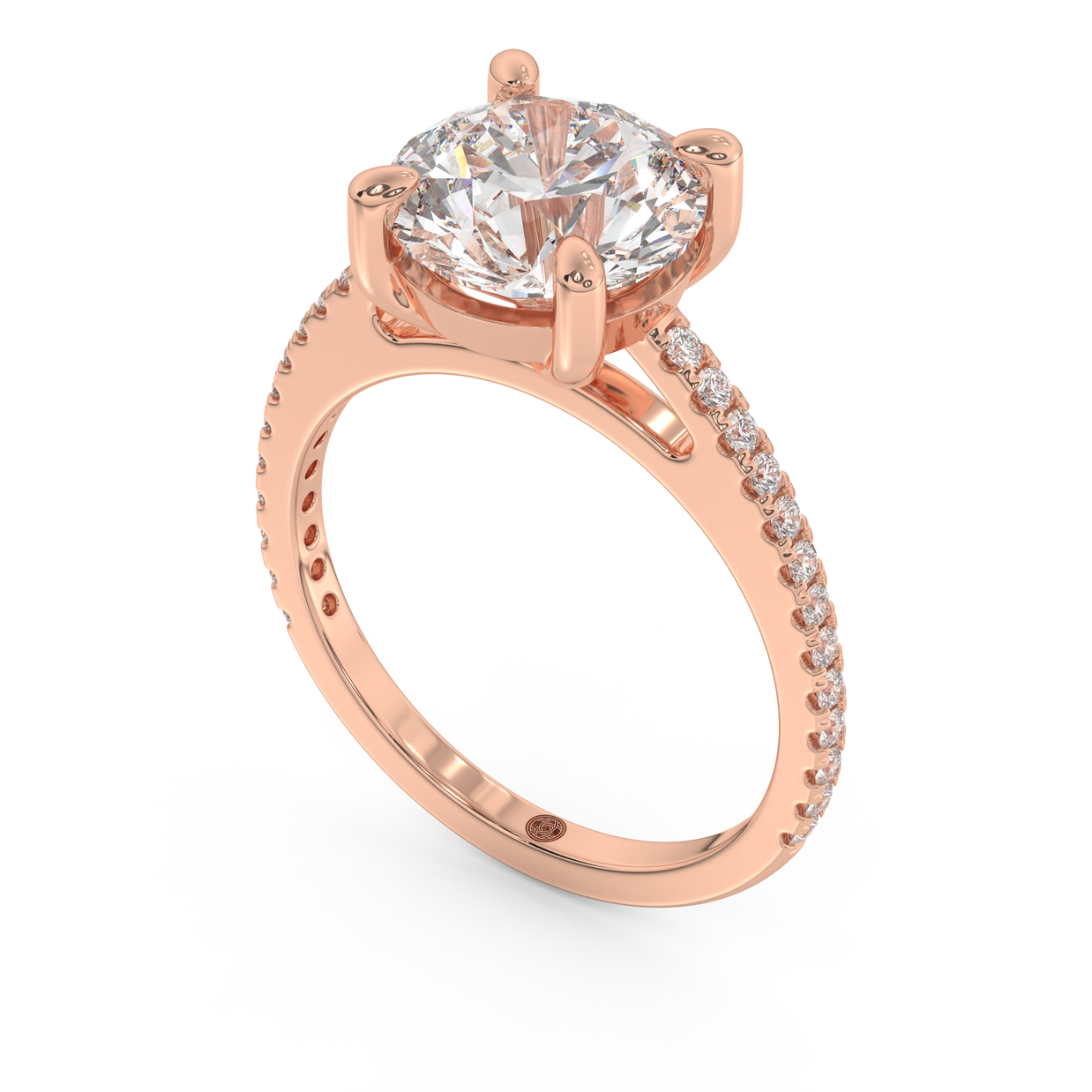 Rose gold - Central diamond 3.0 ct - view 1