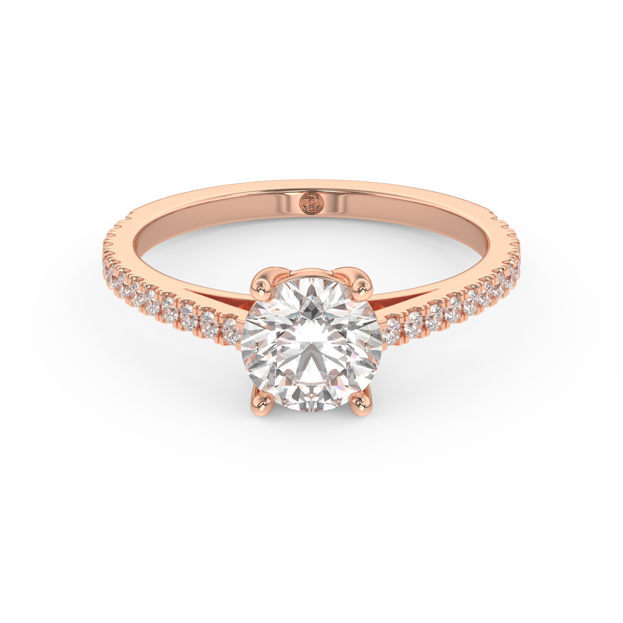 Rose gold - Central diamond 1.0 ct - view 2