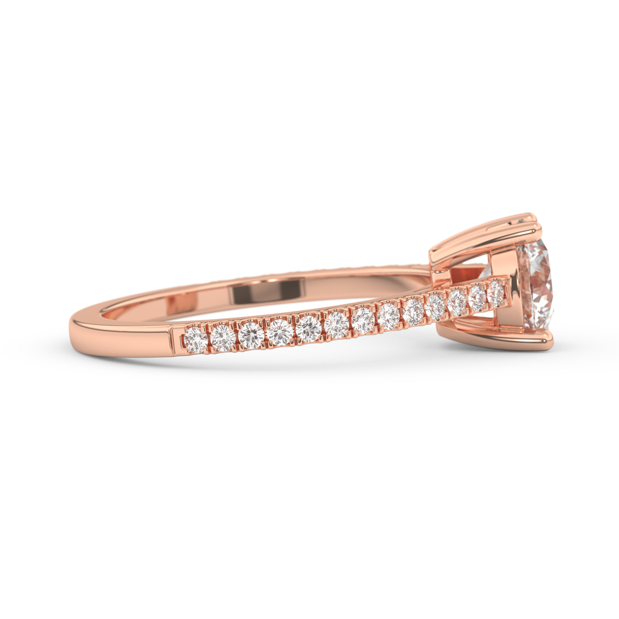 Rose gold - Central diamond 1.0 ct - view 3