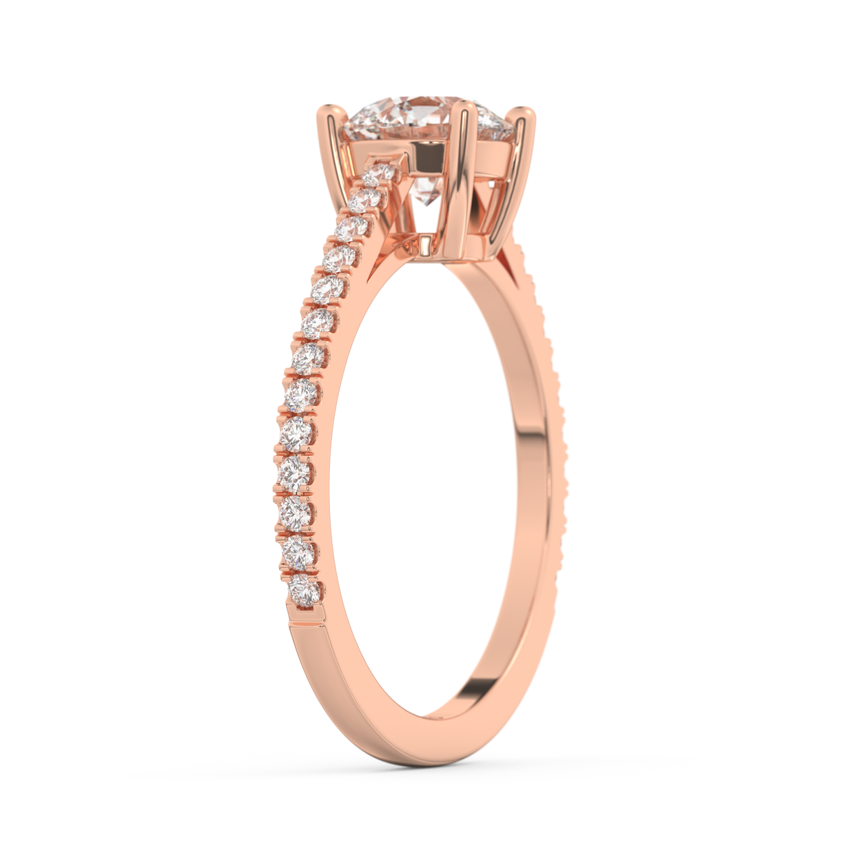 Rose gold - Central diamond 1.0 ct - view 5