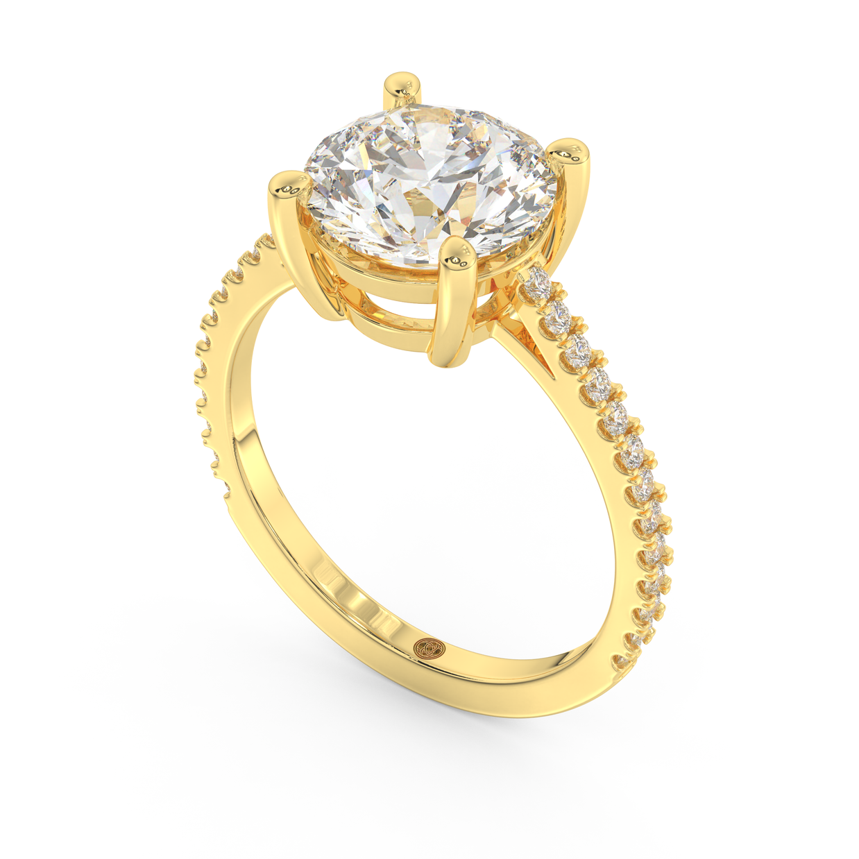 Yellow gold - Central diamond 3.0 ct - view 1