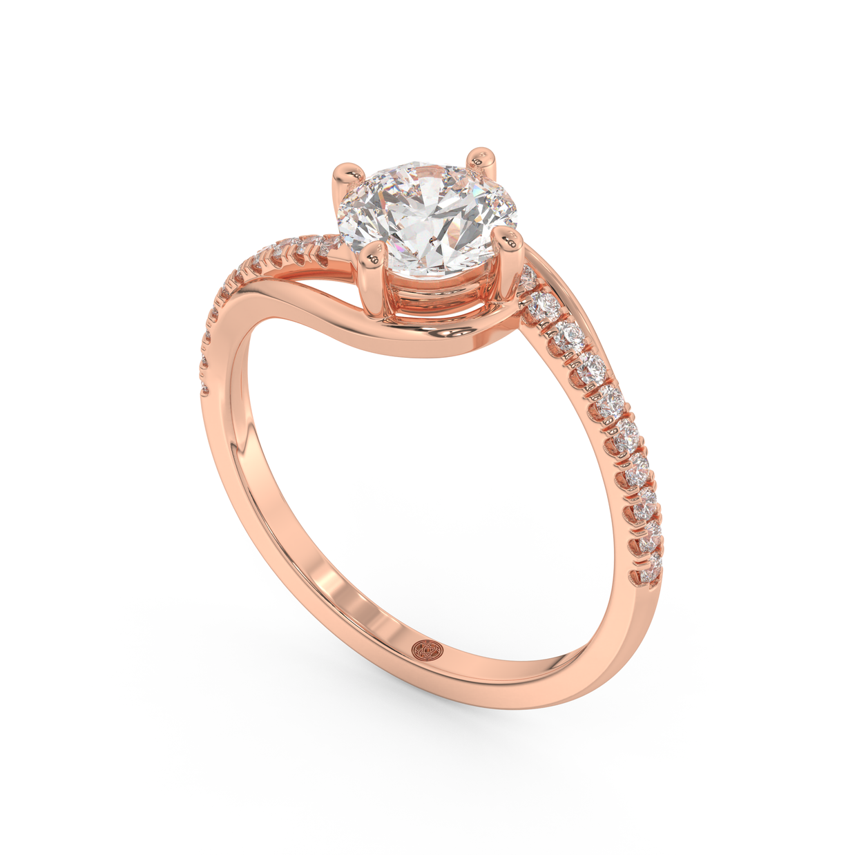 Rose gold - Central diamond 1.0 ct - view 1