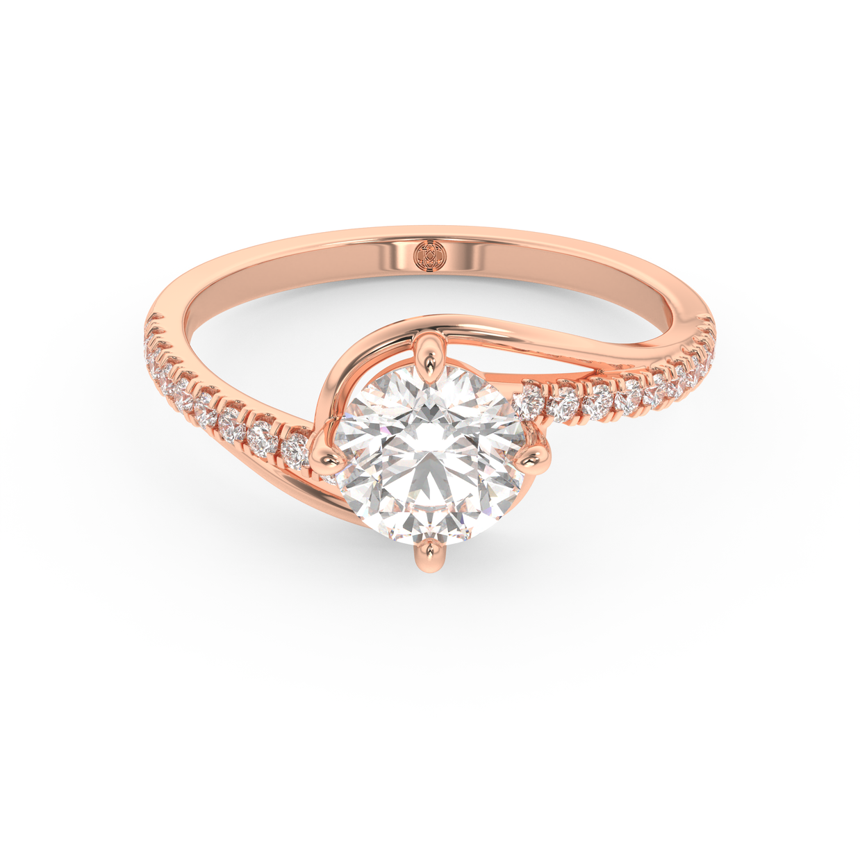 Rose gold - Central diamond 1.0 ct - view 2