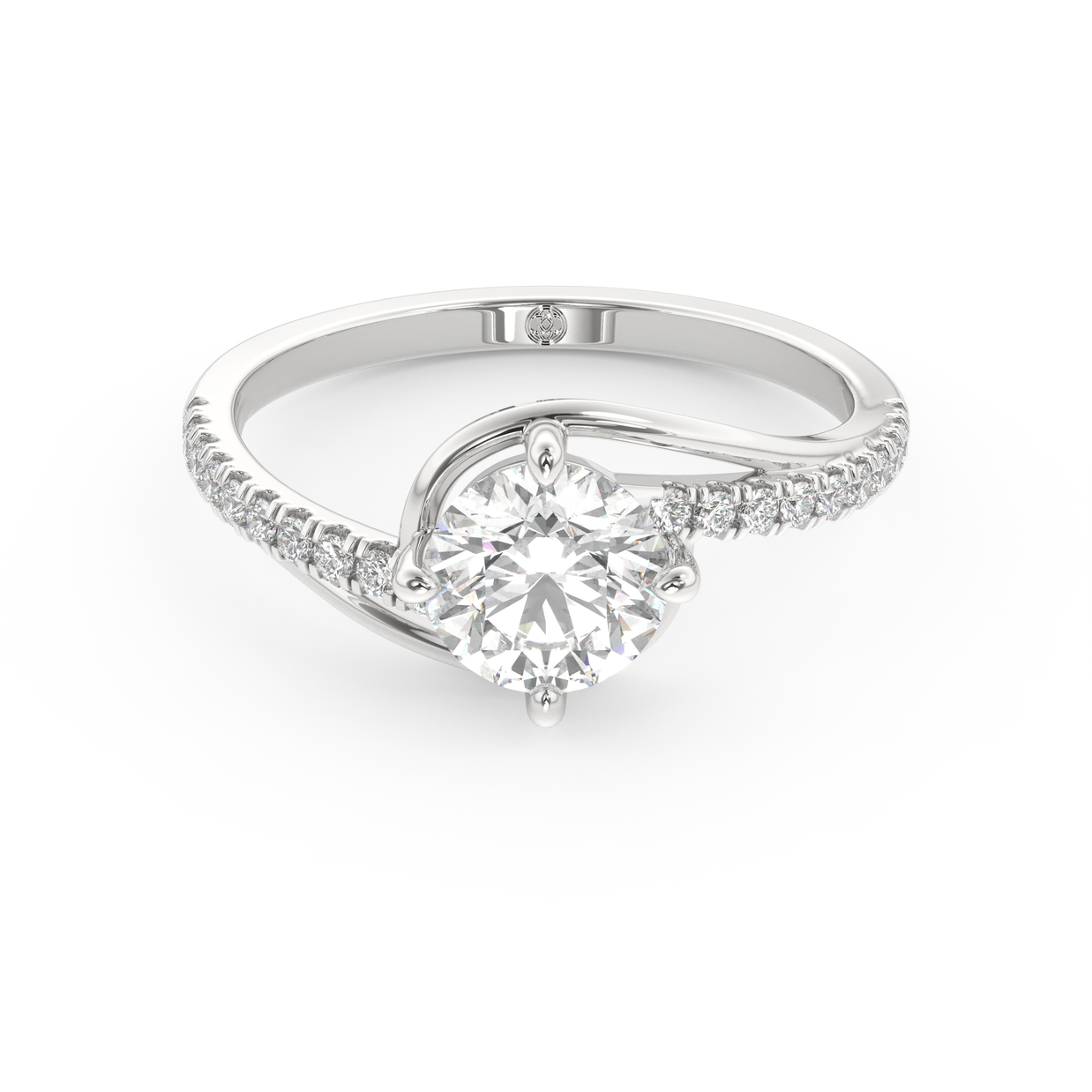 White gold - Central diamond 1.0 ct - view 2