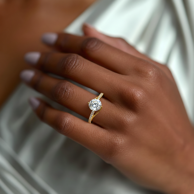 Santa Monica Style Diamond Ring 1.0, 1.5, 2.0, 3.0 Ct, Gold 14K