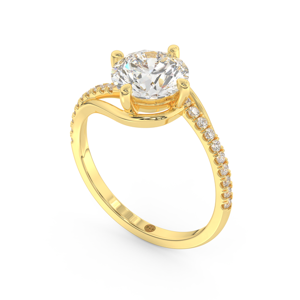 Yellow gold - Central diamond 2.0 ct - view 1