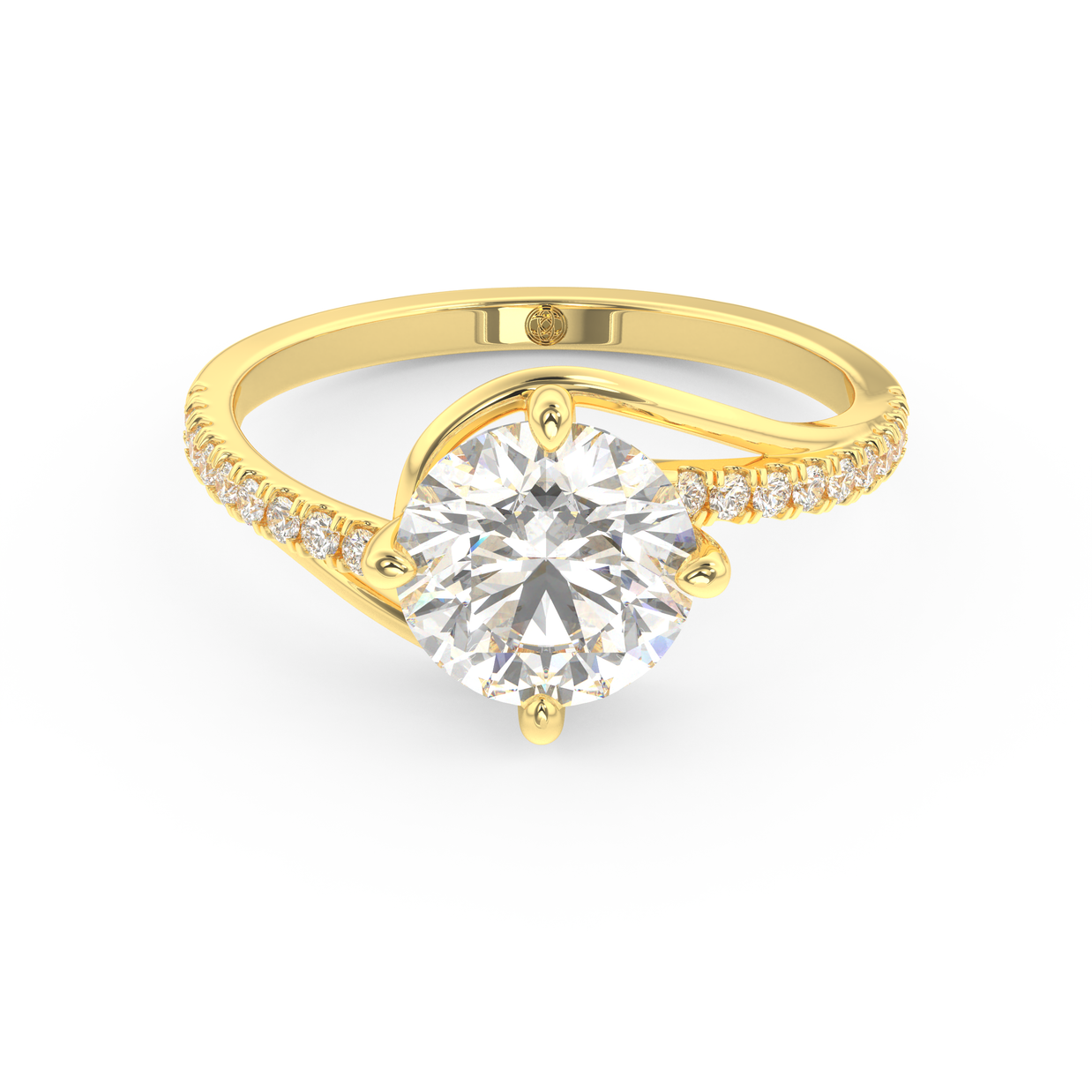 Yellow gold - Central diamond 2.0 ct - view 2